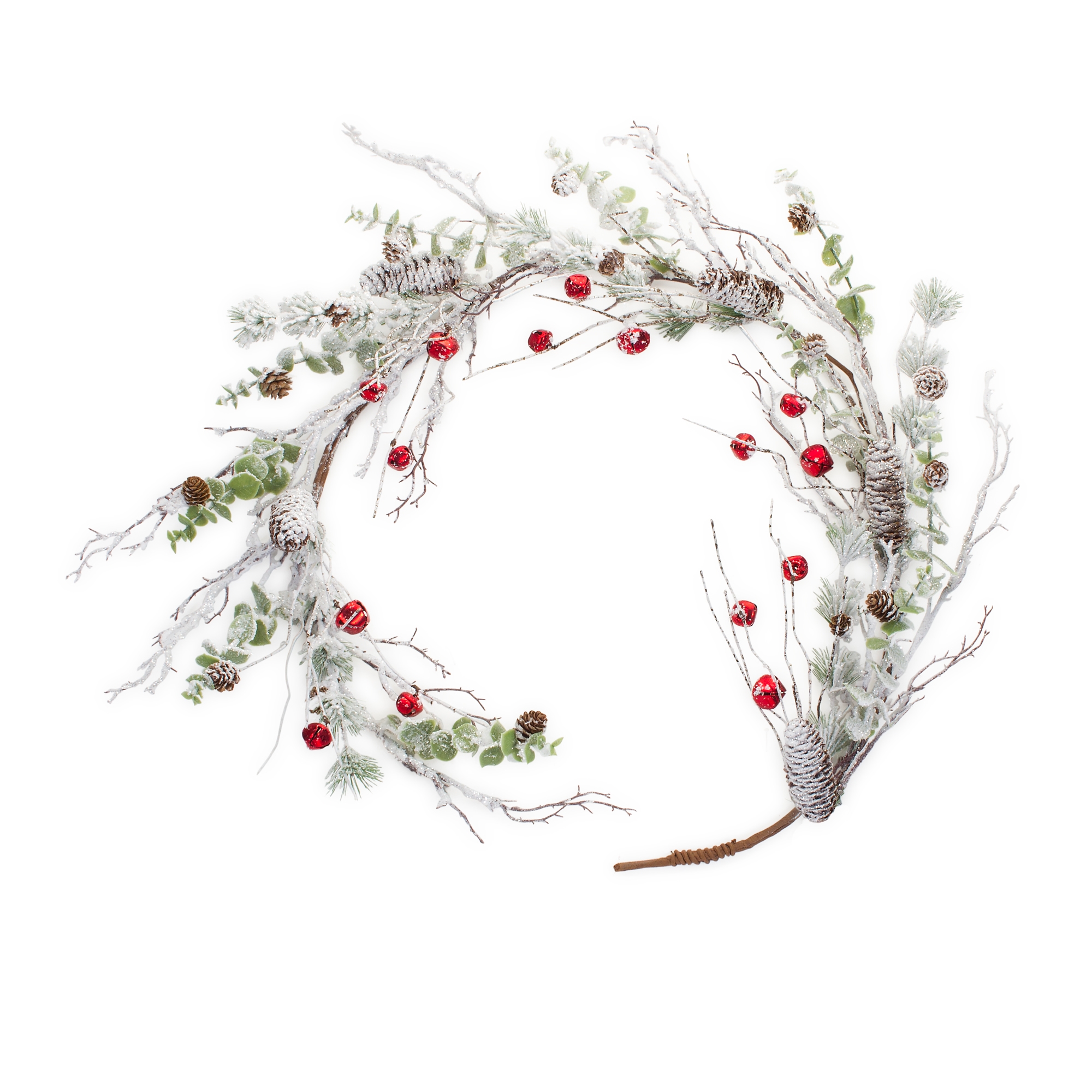 Snow Pine Garland w/Sleigh Bells (Set of 2) 5'L Plastic
