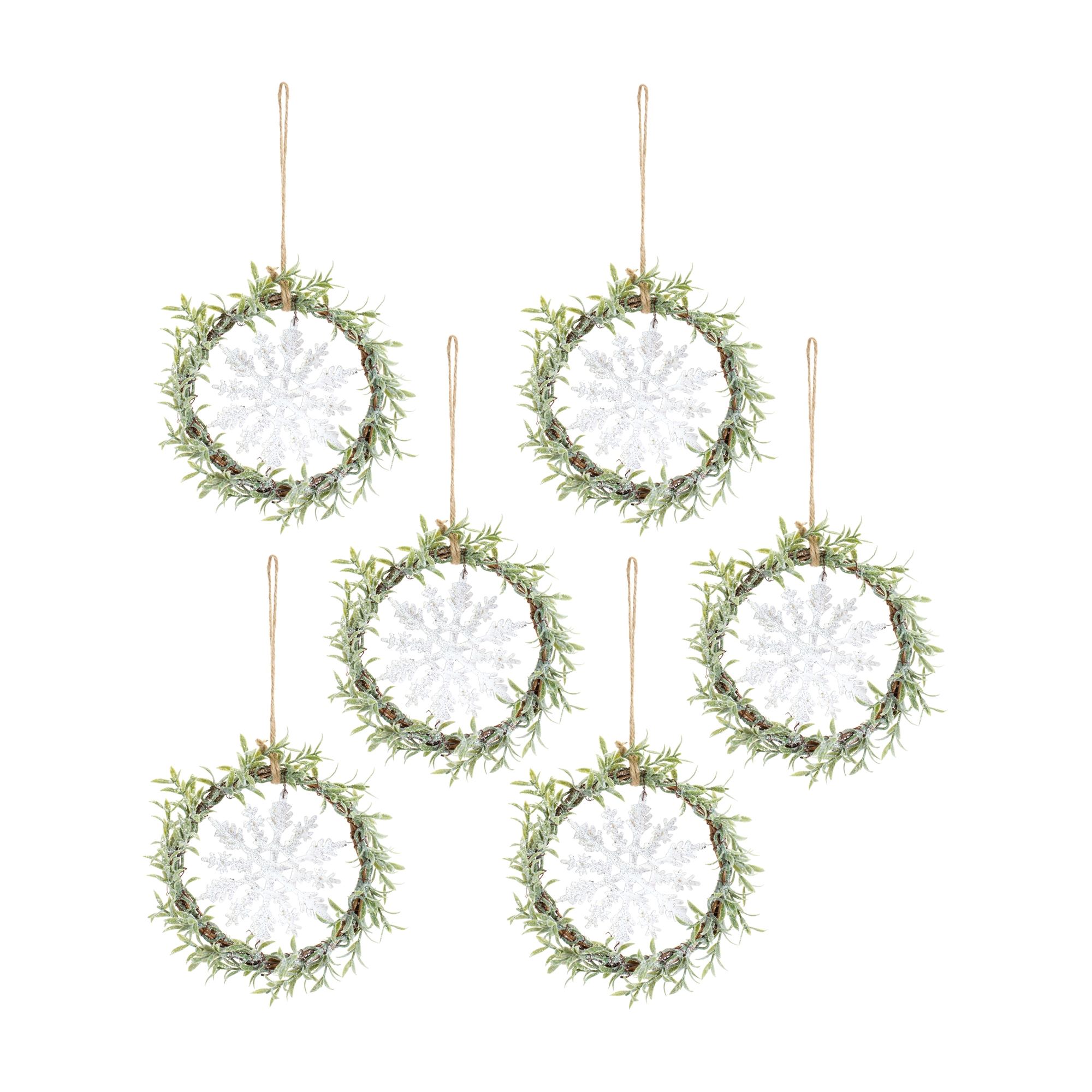 Mini Wreath w/Snowflake (Set of 6) 7.5