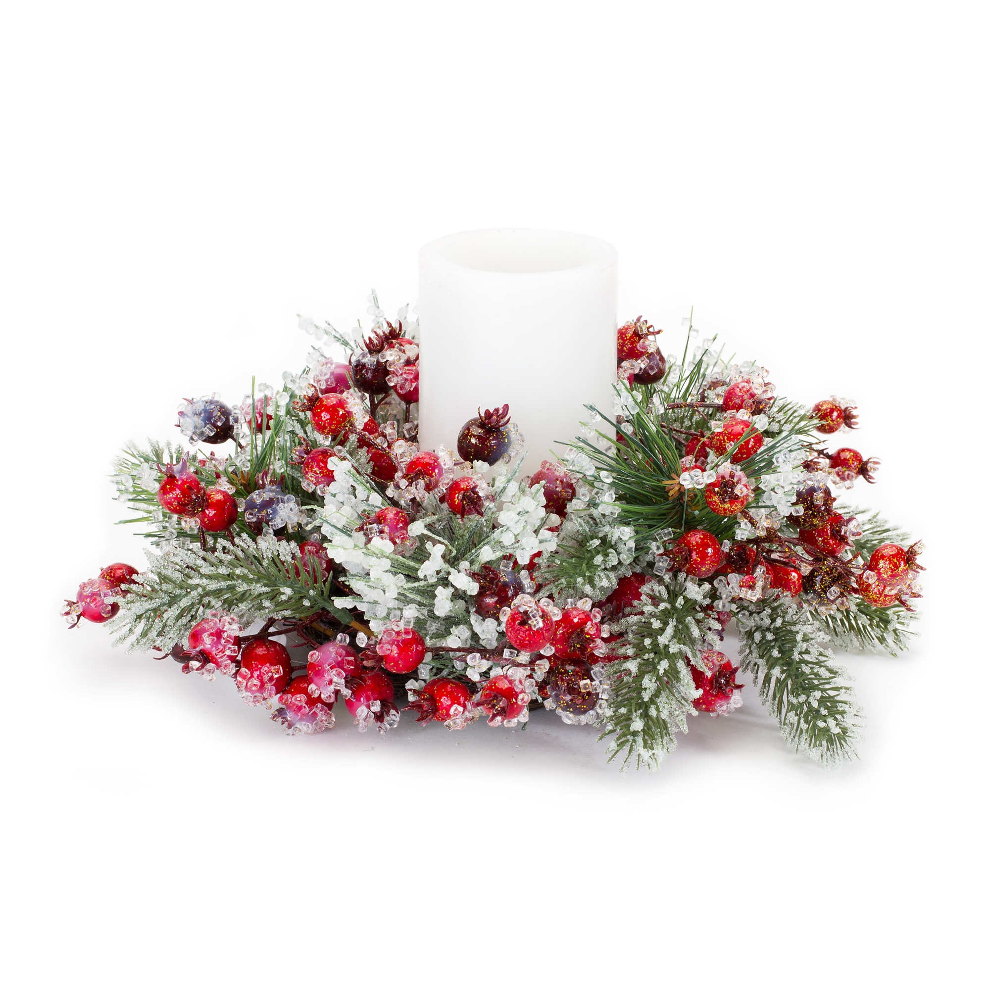 Iced Pine and Berry Candle Ring (Set of 6) 12