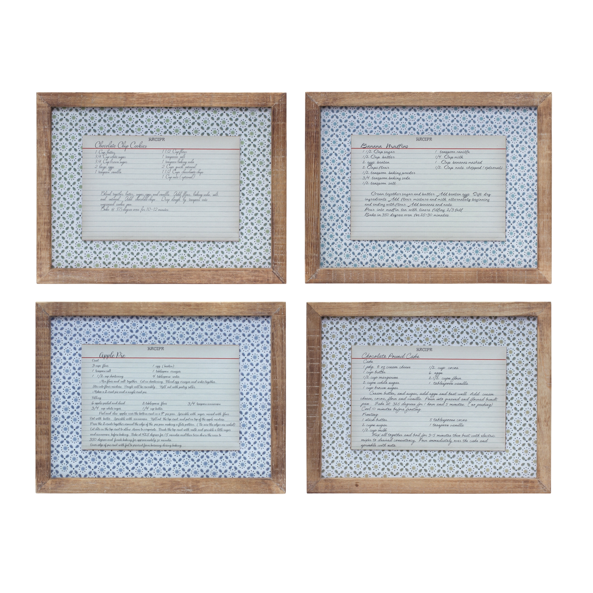 Framed Recipe Card (Set of 4) 13.5