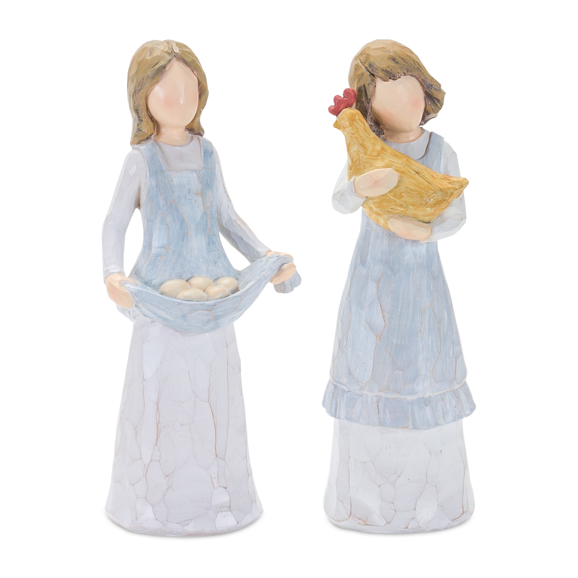 Girl with Chicken and Eggs (Set of 2) 7.25