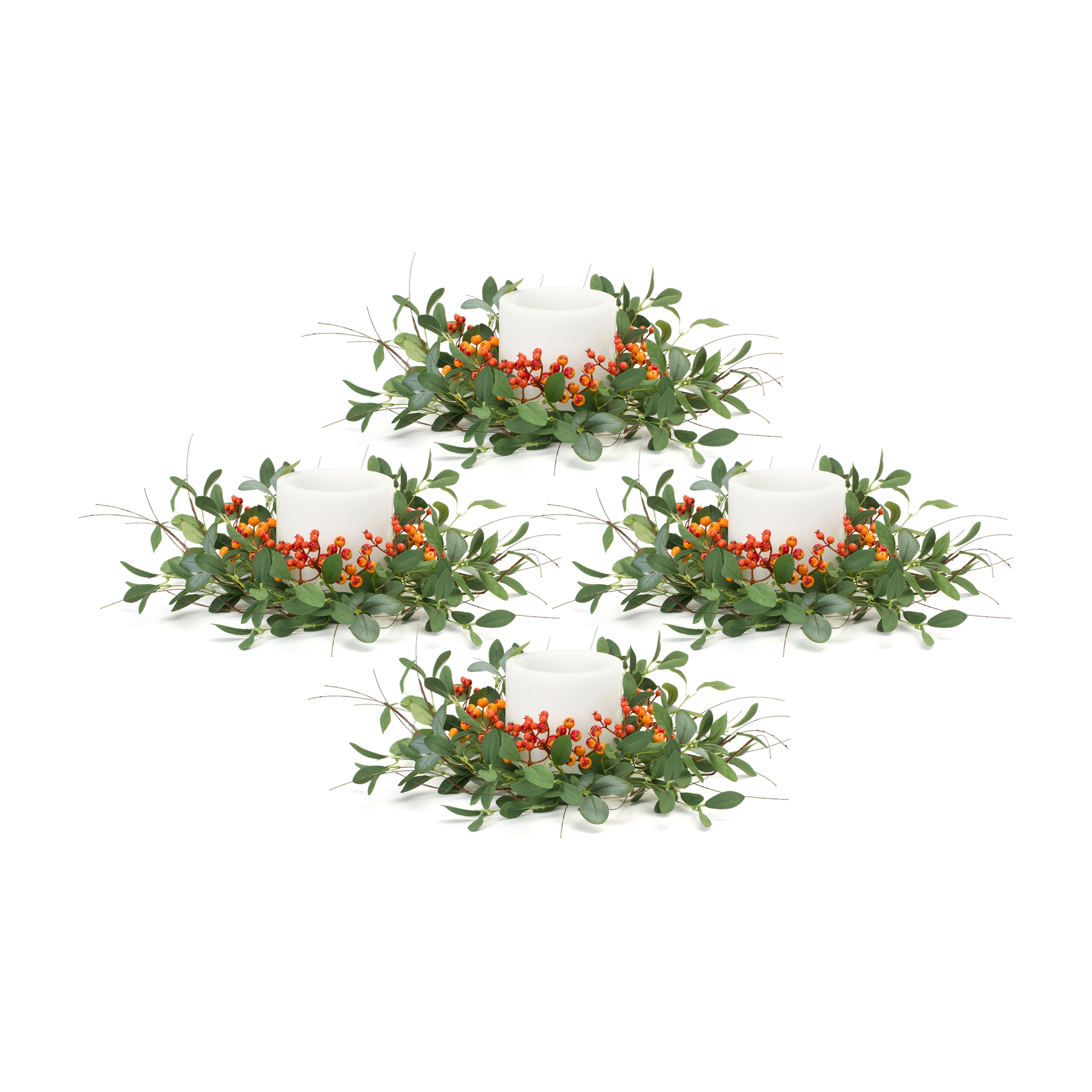 Foliage and Berry Candle Ring (Set of 4) 22