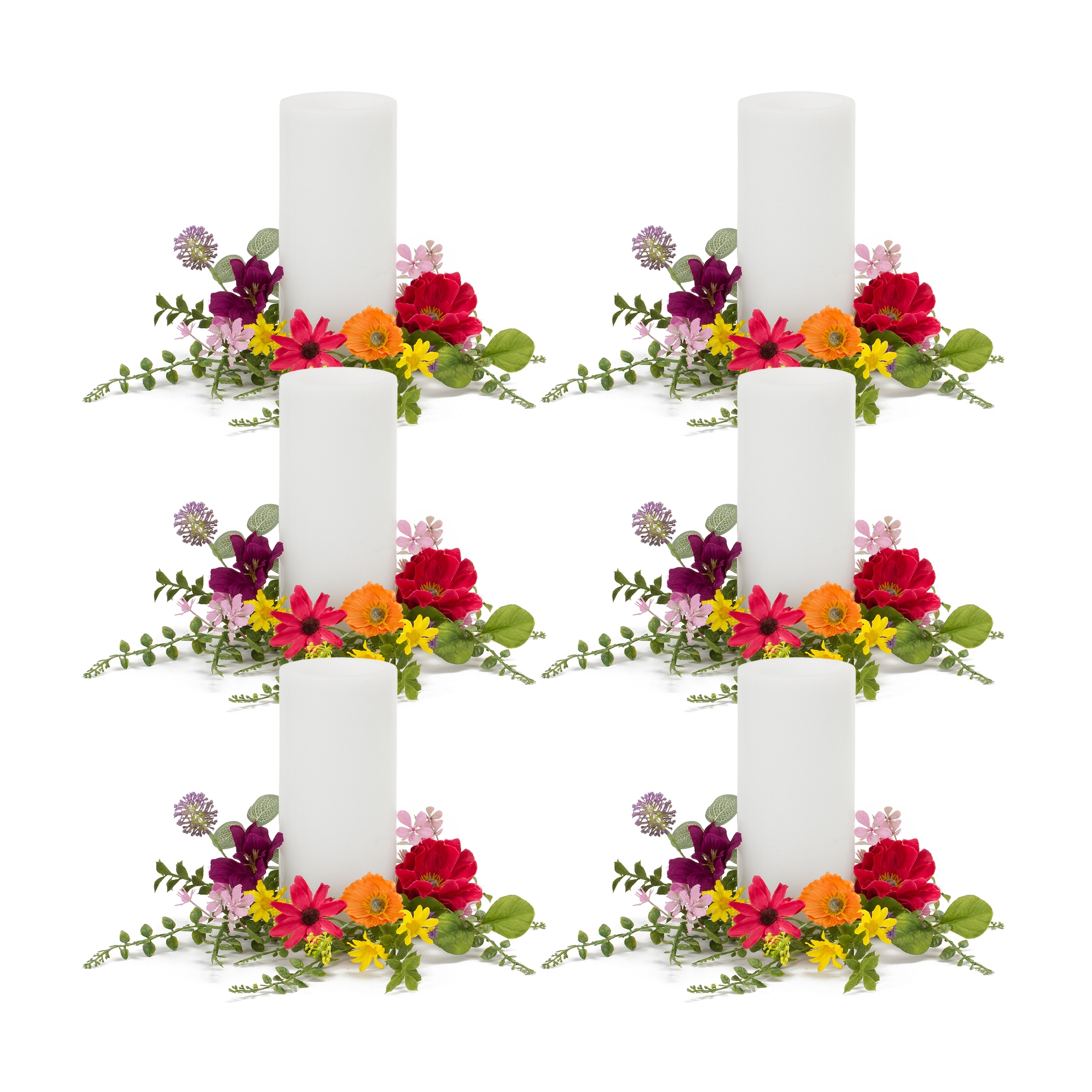 Mixed Floral Candle Ring (Set of 6) 11.5