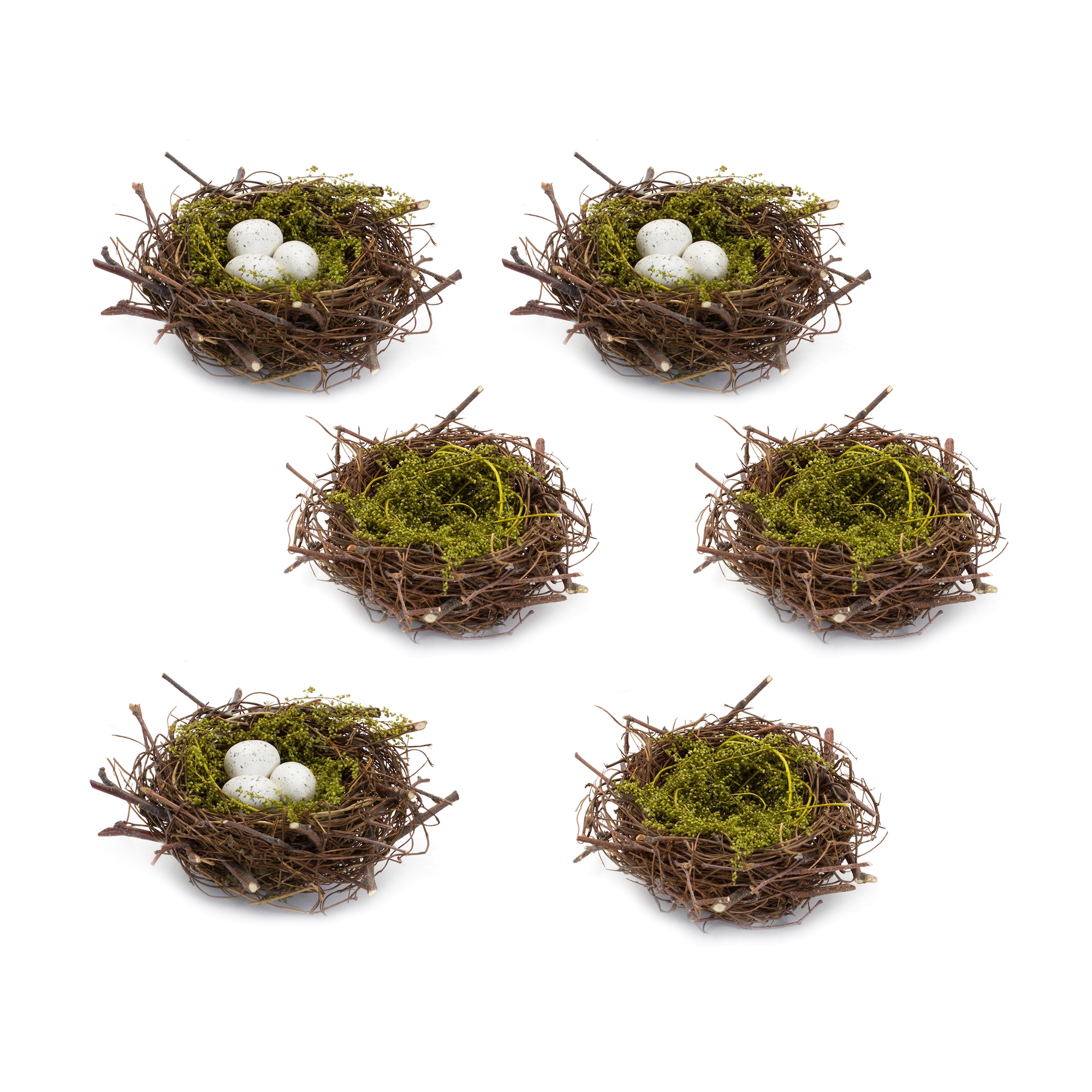 Nest and Nest with Eggs (Set of 6) 6.5