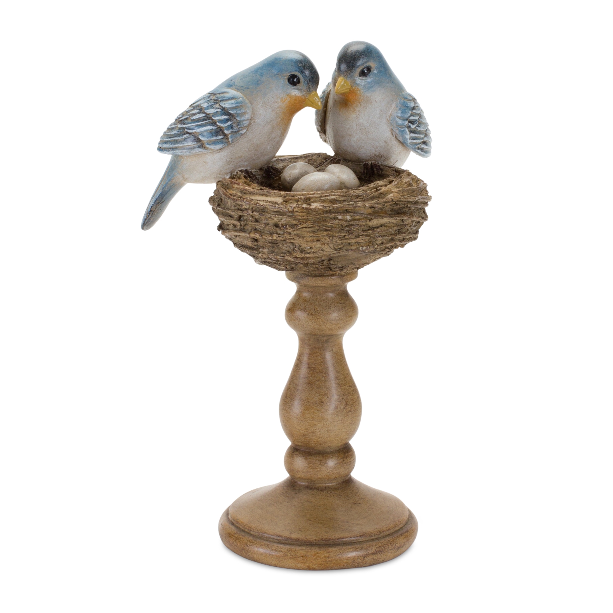 Birds with Nest on Pedestal (Set of 2) 8.5