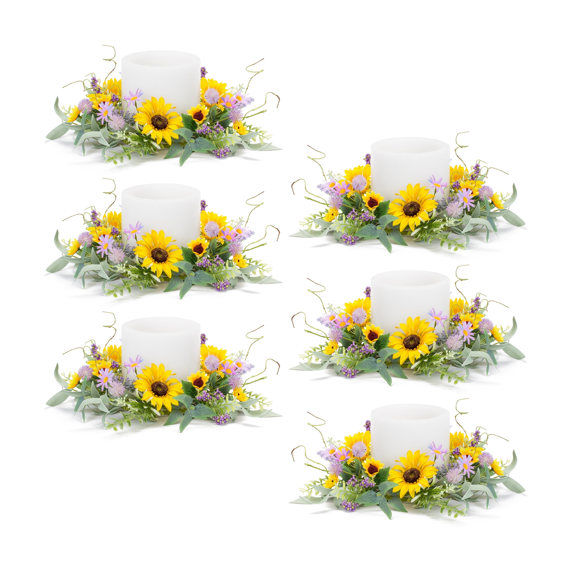 Mixed Sunflower Candle Ring (Set of 6) 15