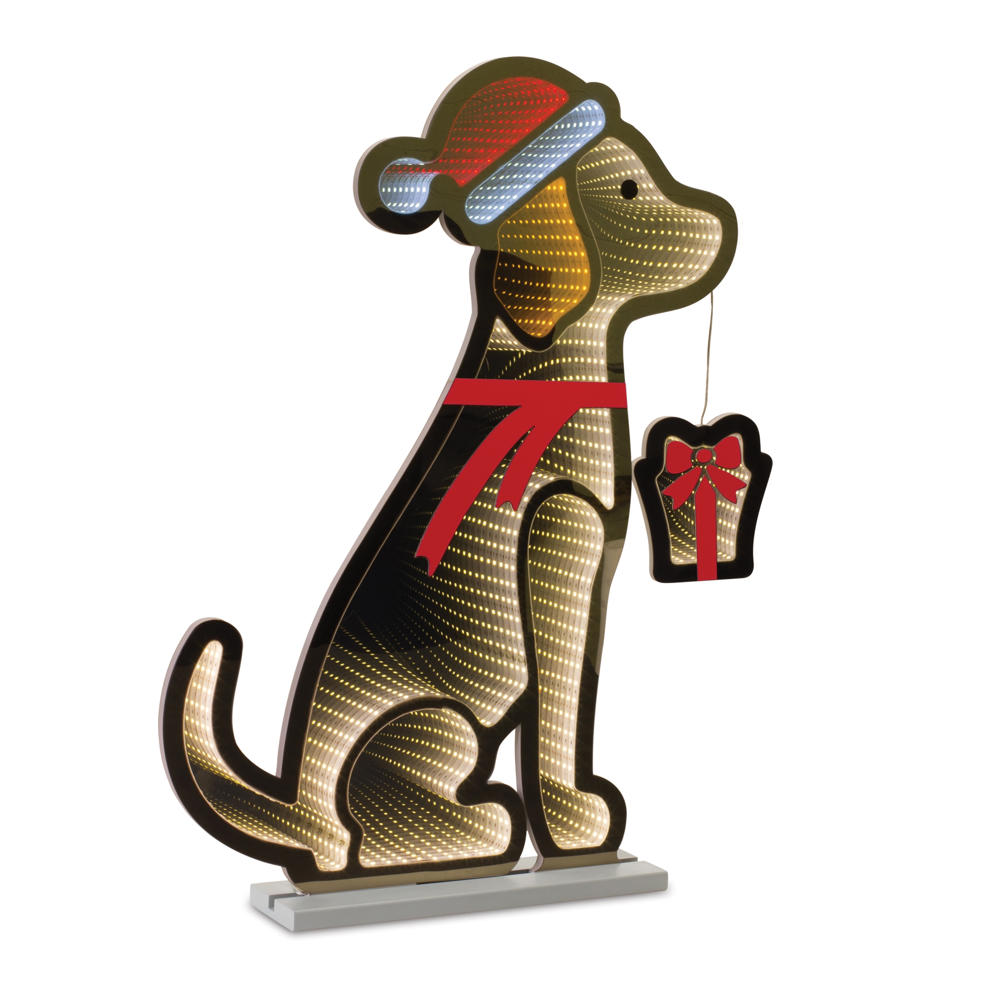 Dog w/Santa Hat & Present Infinity Light 23