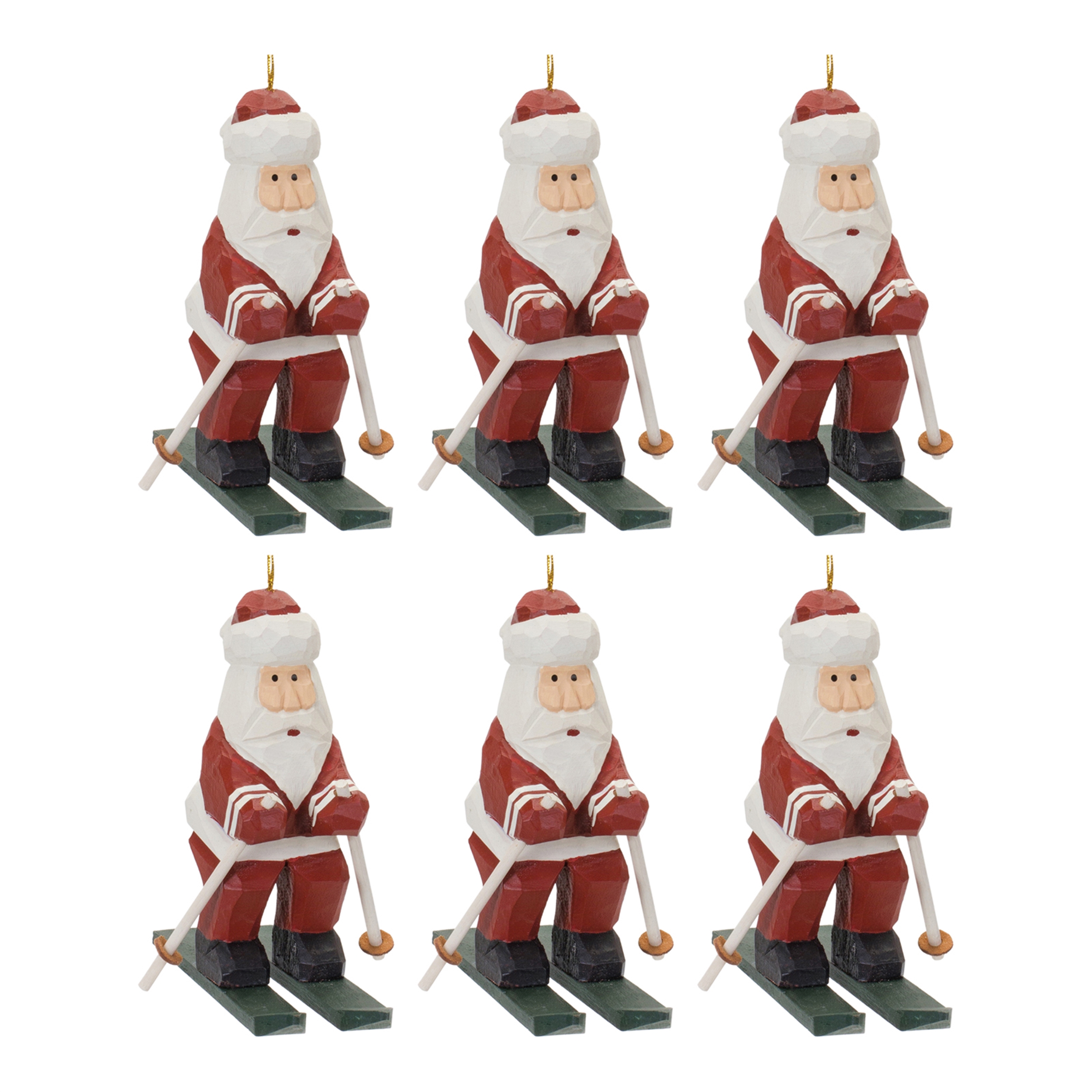 Santa on Skis Ornament (Set of 6) 5.25