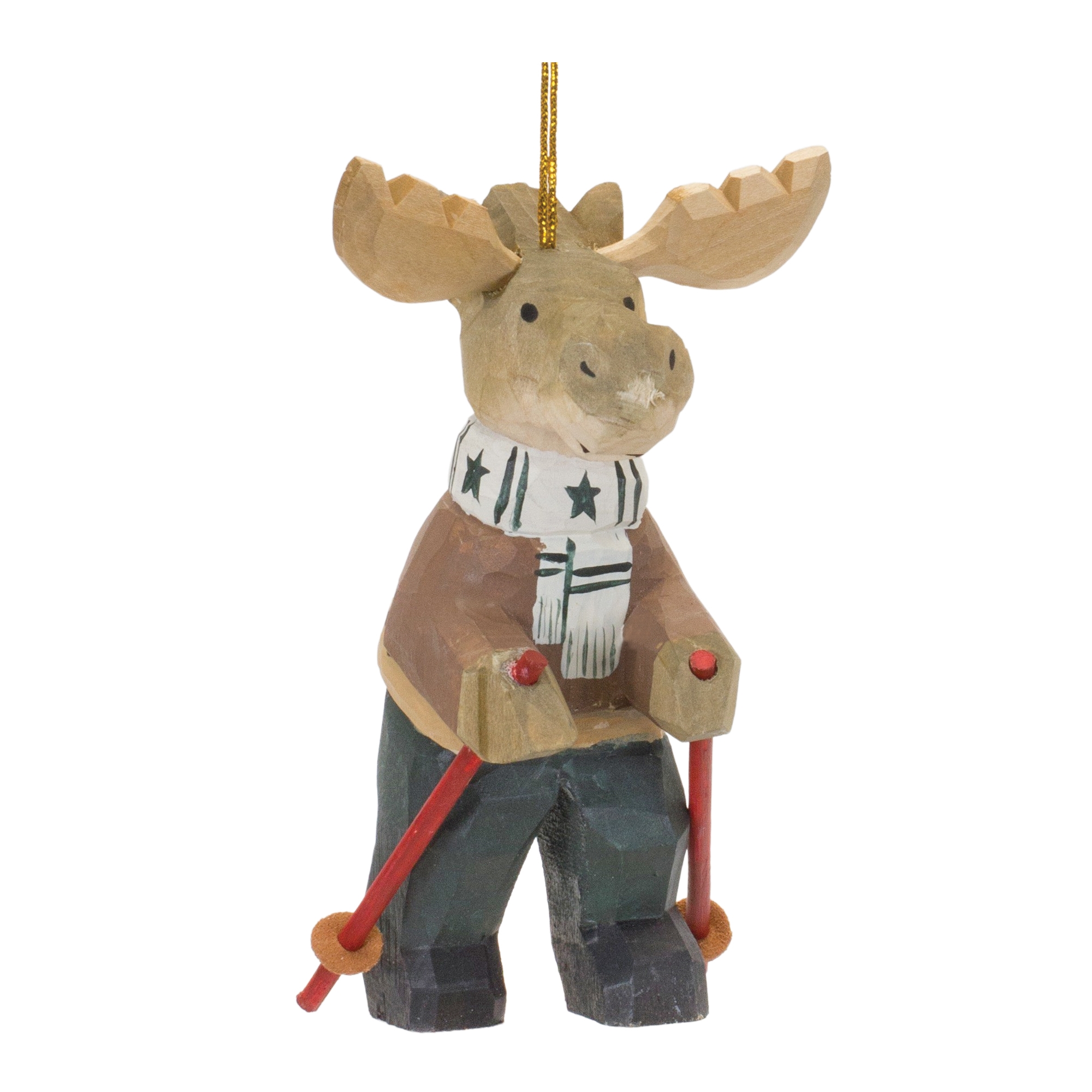 Moose w/Ski Poles Ornament (Set of 6) 5.5