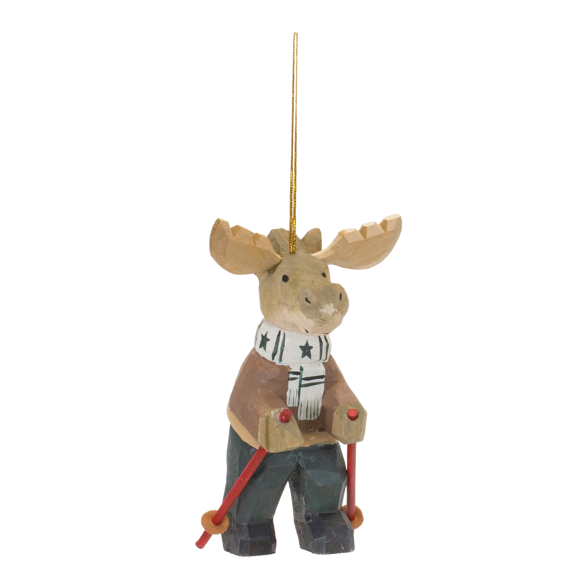Moose w/Ski Poles Ornament (Set of 6) 5.5