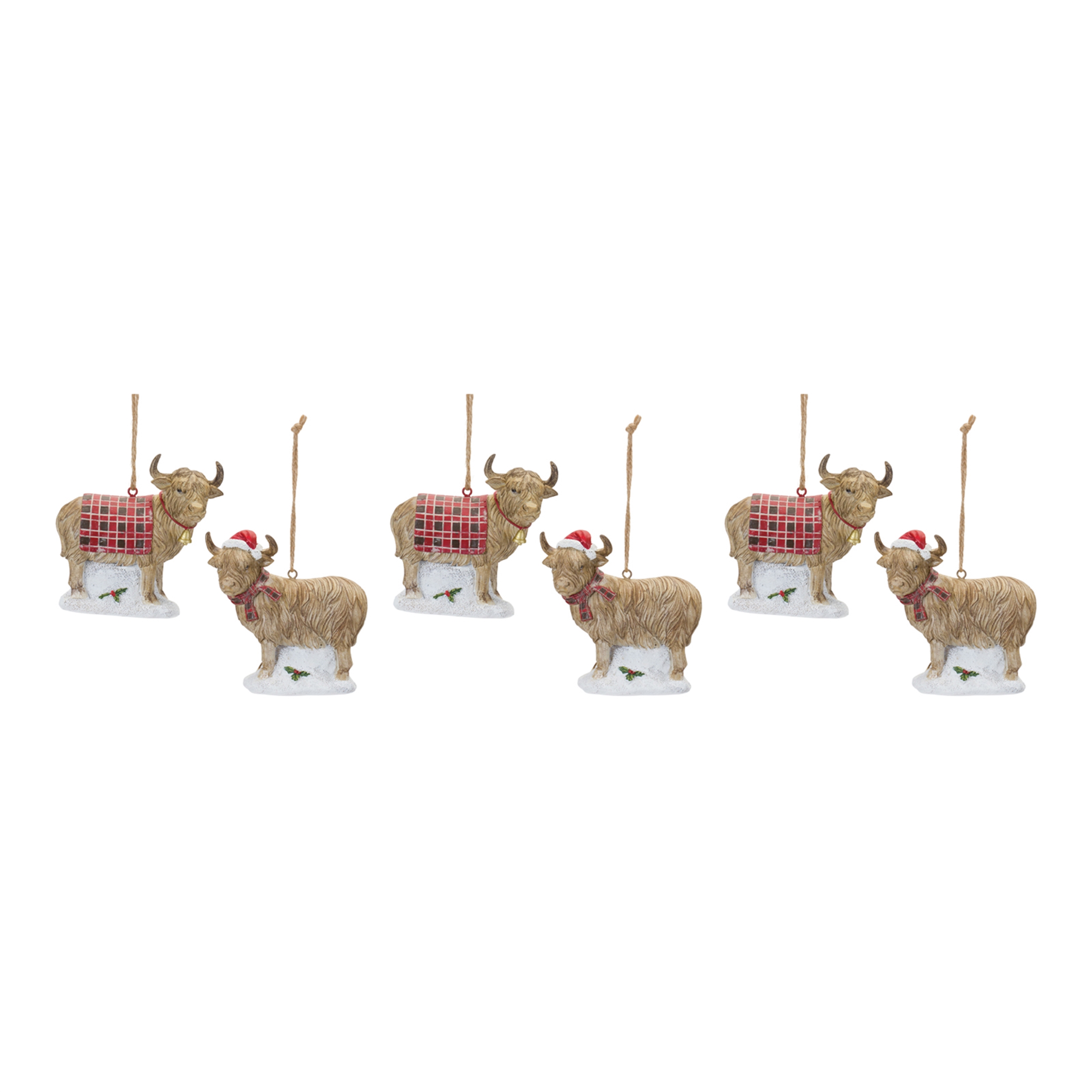 Highland Cow Ornament (Set of 6) 4.25