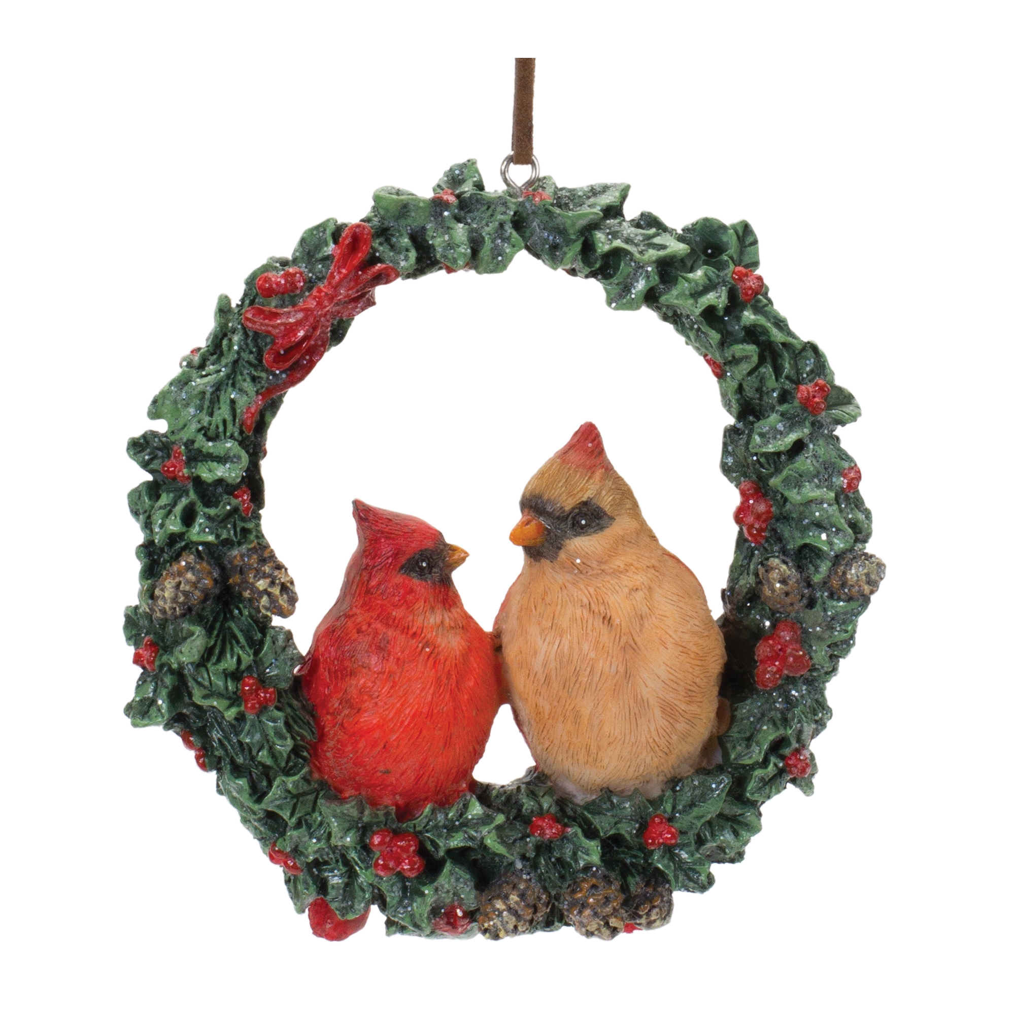 Cardinal Wreath Ornament (Set of 4) 4.5