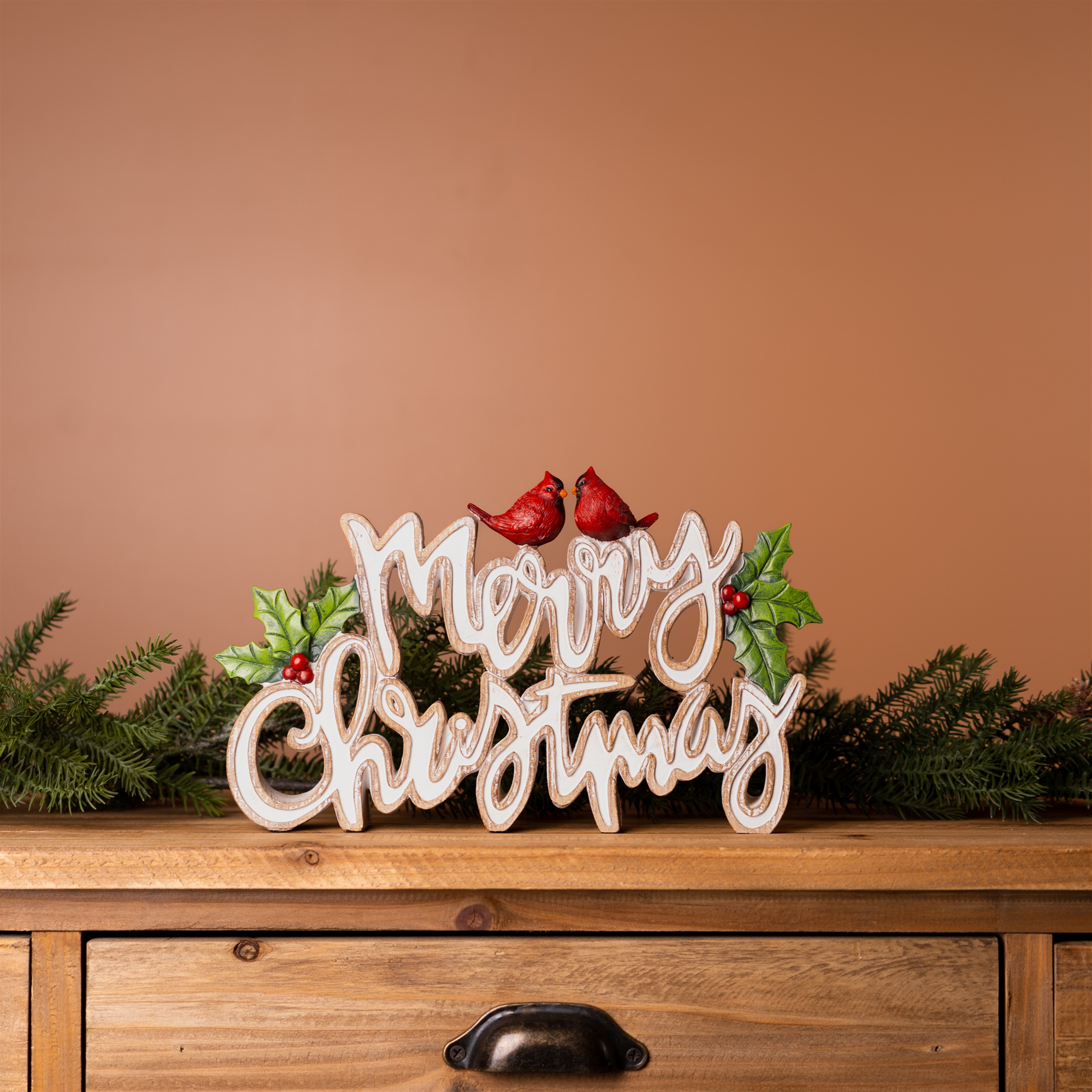 Merry Christmas w/Cardinals Sign (Set of 2) 12