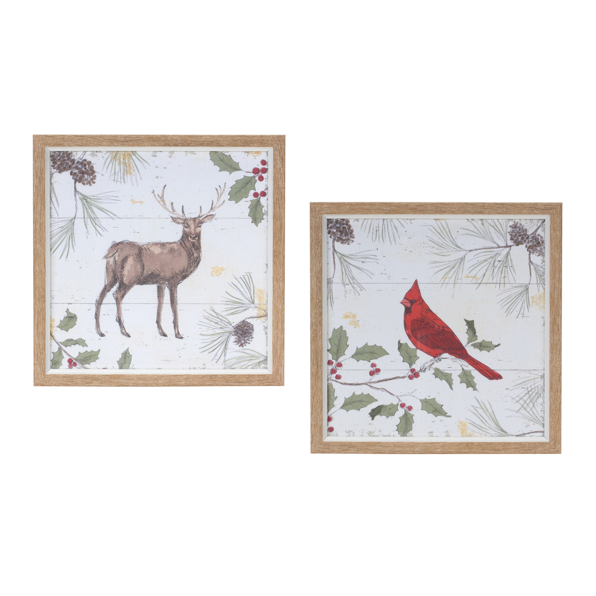 Deer and Cardinal Frame (Set of 2) 10.25