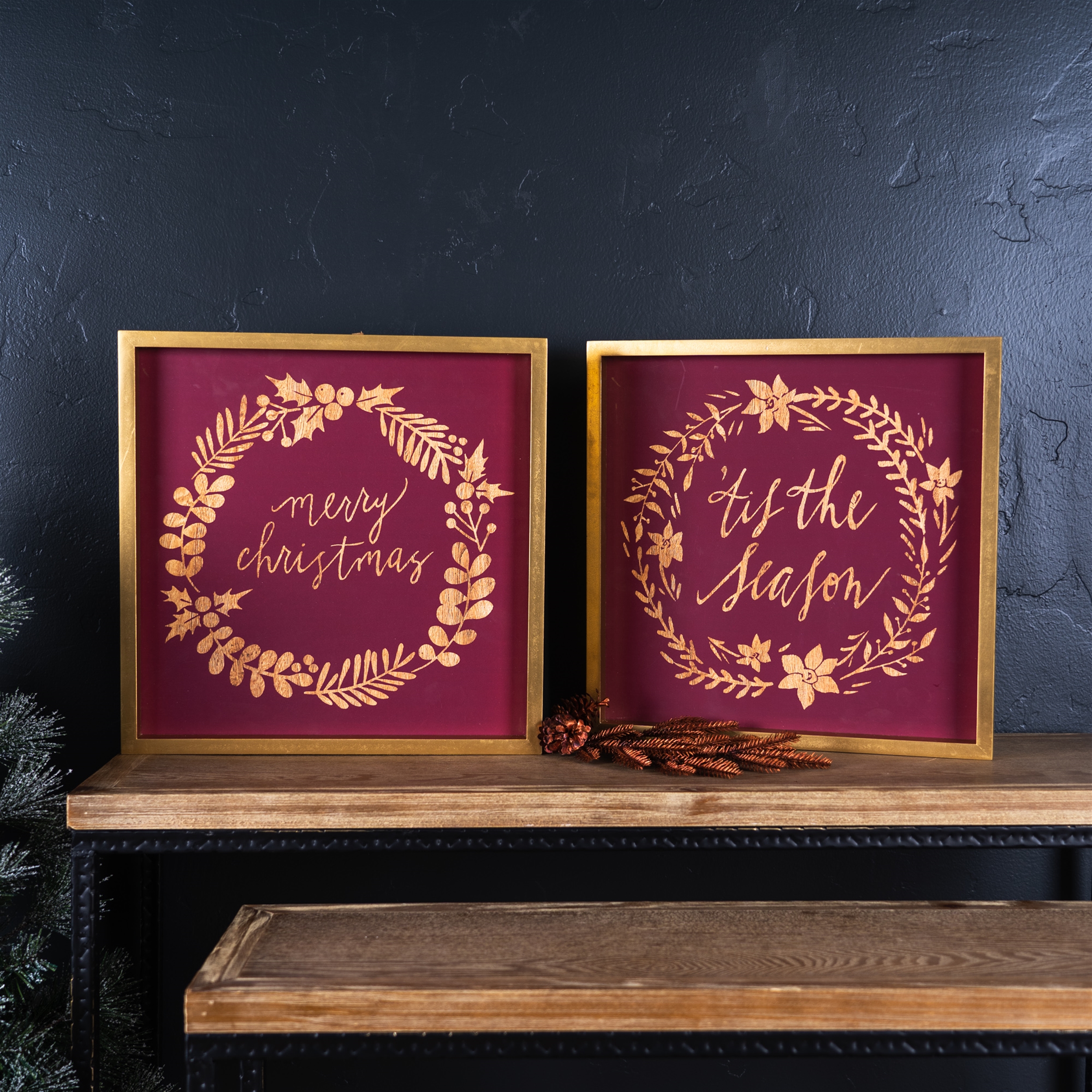 Merry Christmas and Tis The Season Frame (Set of 2) 15.75