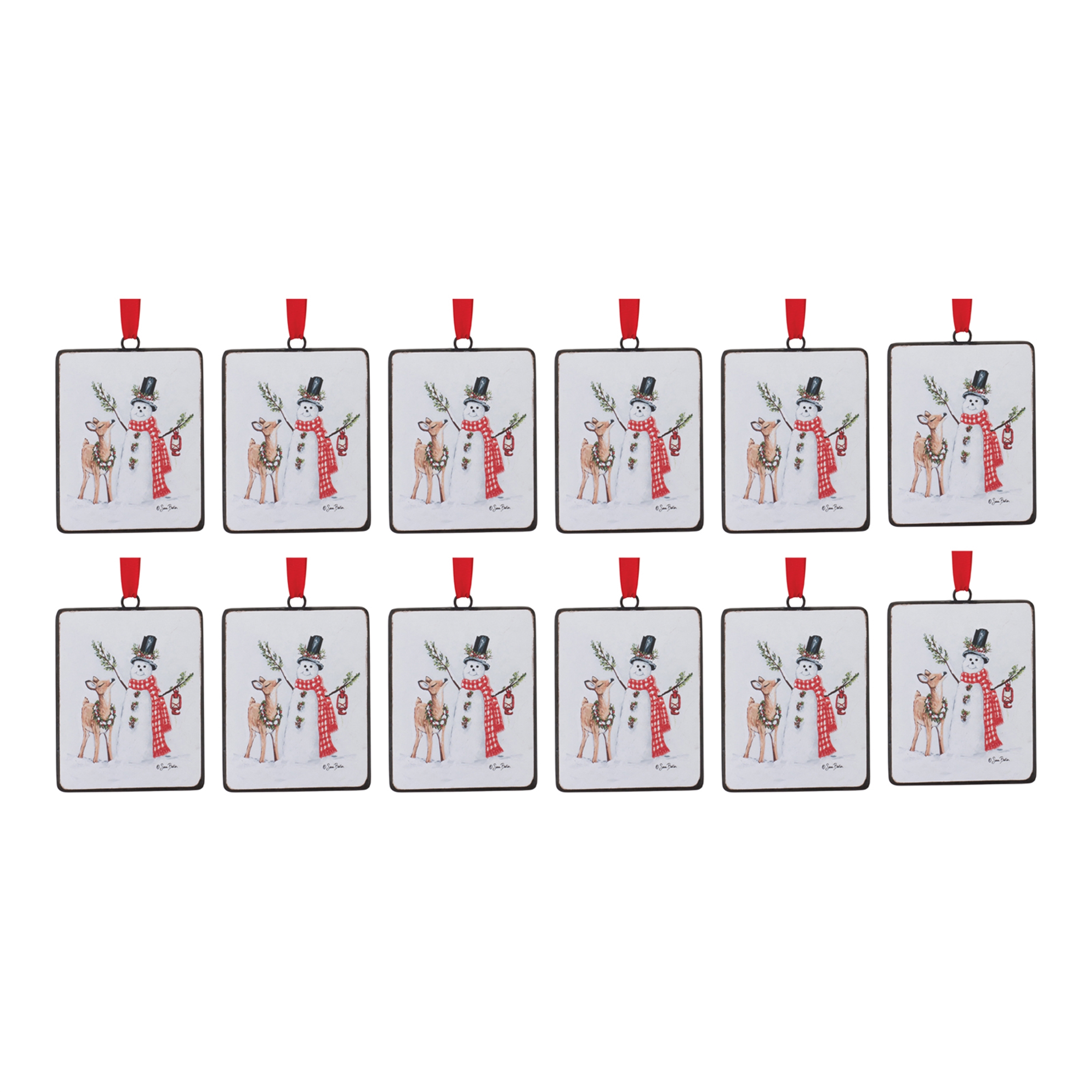 Snowman and Deer Ornament (Set of 12) 5.25