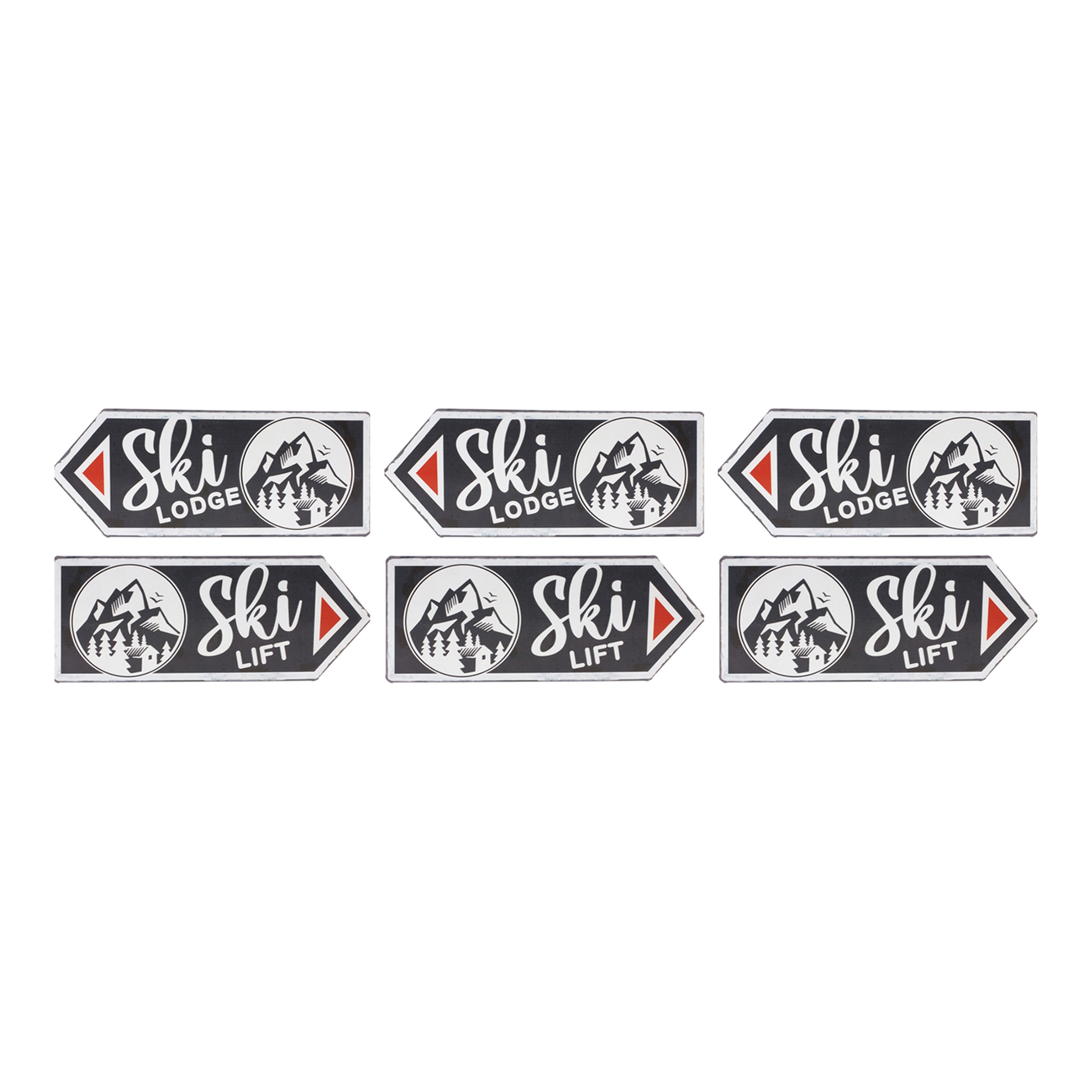 Ski Lift and Lodge Arrow Sign (Set of 6) 11.75