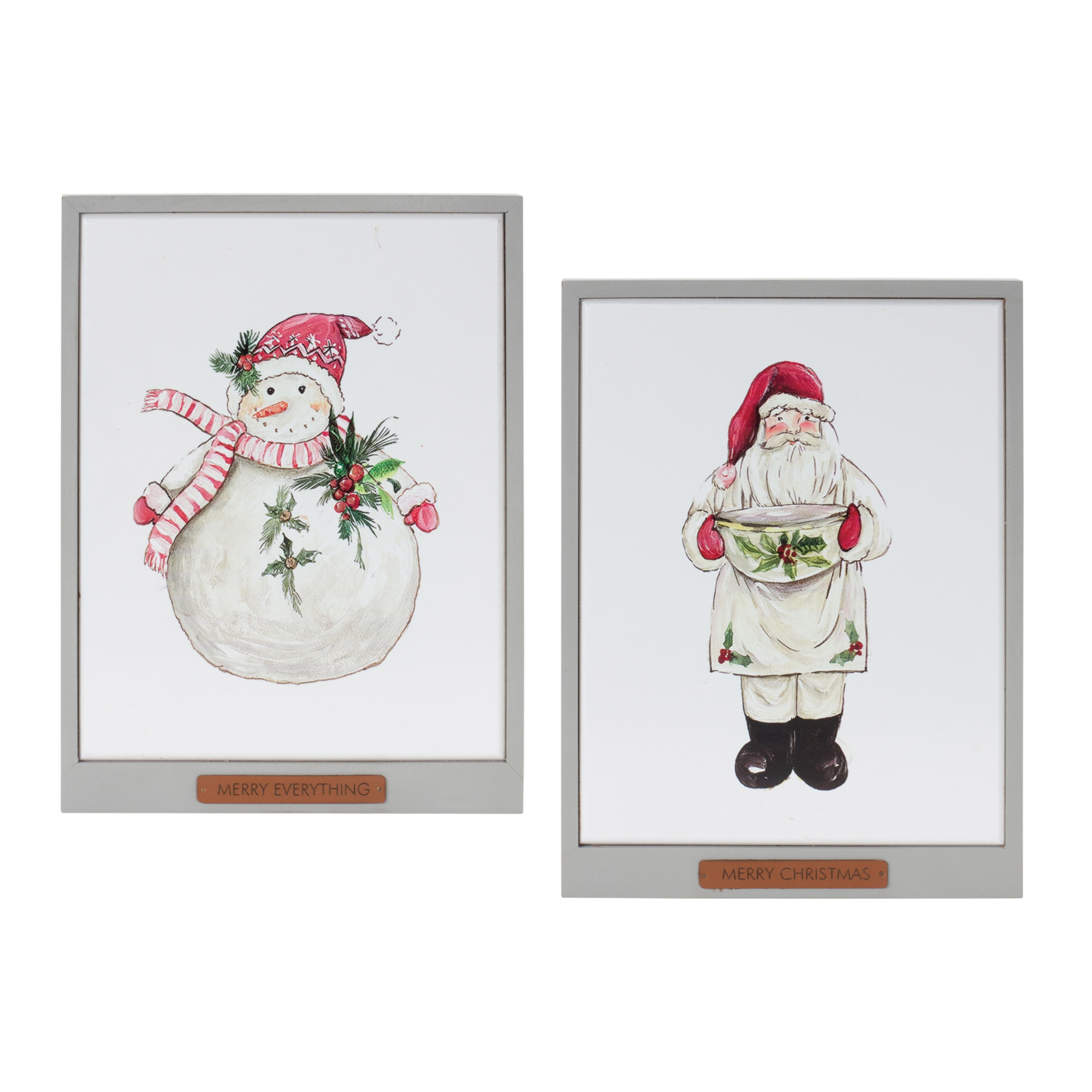 Santa and Snowman Frame (Set of 2) 10.5