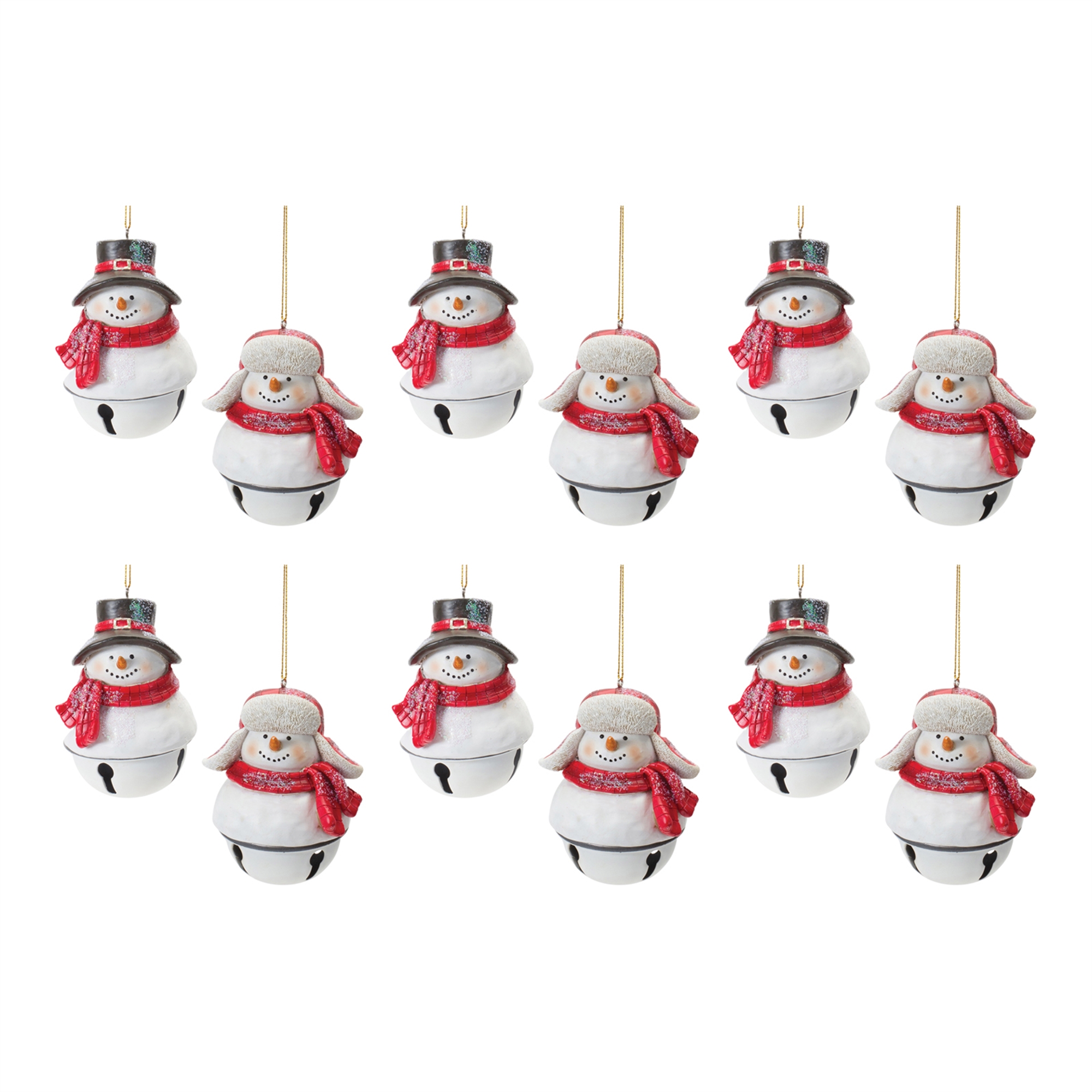 Snowman/Bell Ornament (Set of 12) 4.5