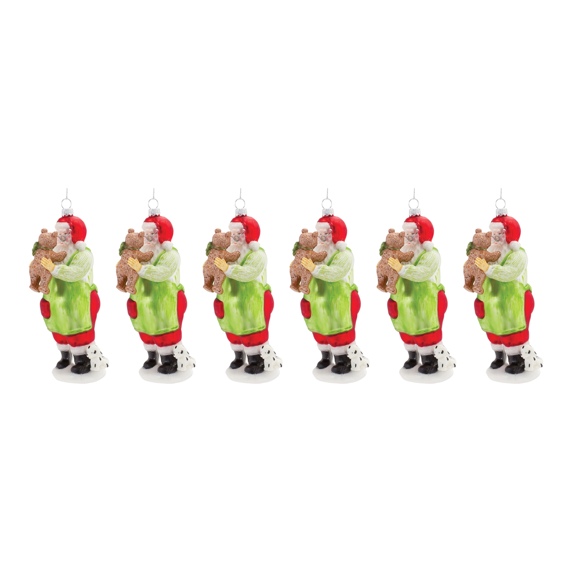 Santa W/Teddy Bear Ornament (Set of 6) 7