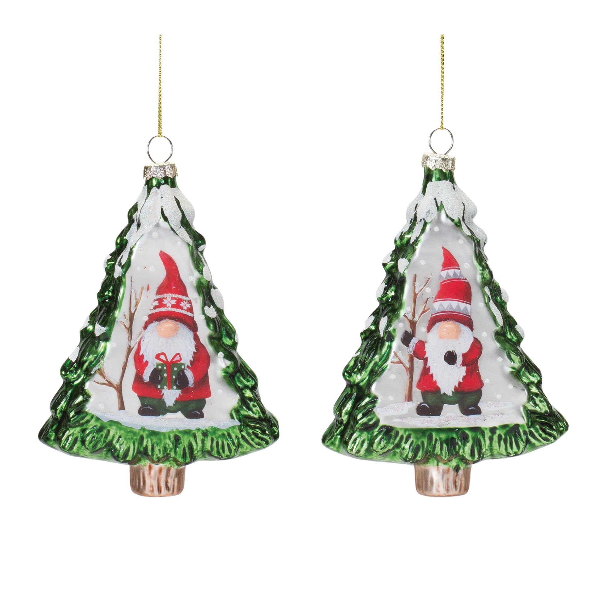 Gnome in Tree Ornament (Set of 12) 5.75