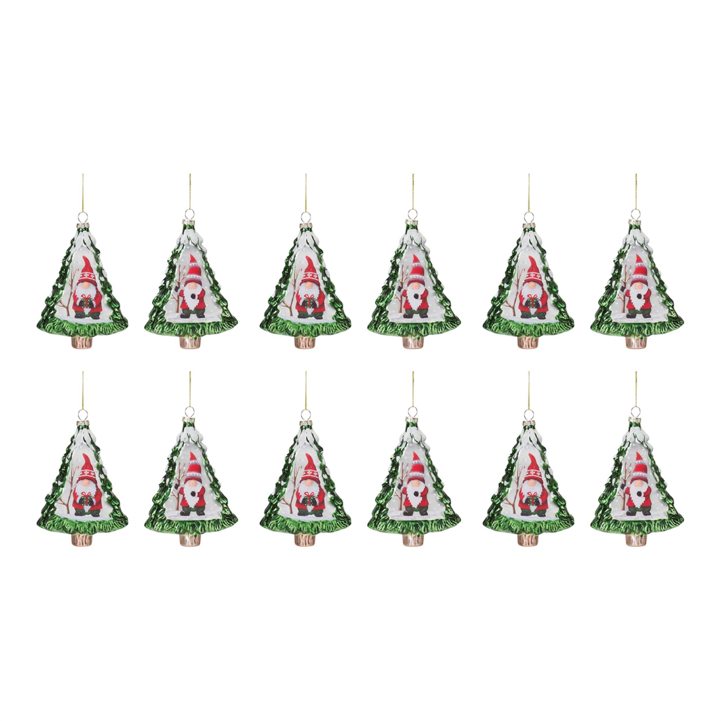 Gnome in Tree Ornament (Set of 12) 5.75