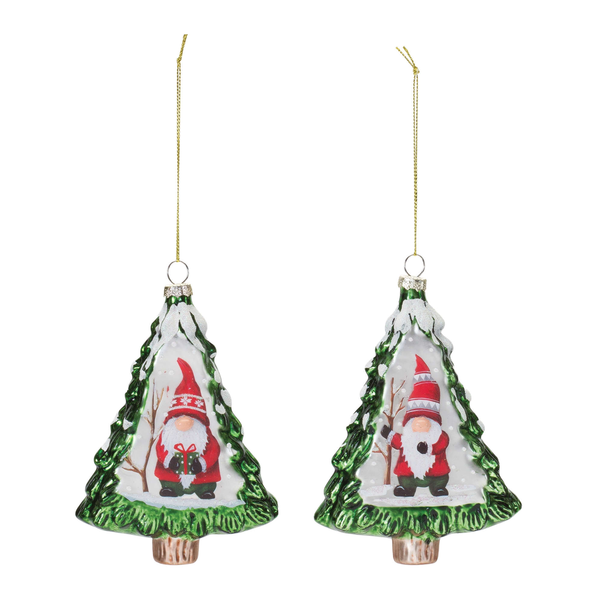 Gnome in Tree Ornament (Set of 12) 5.75