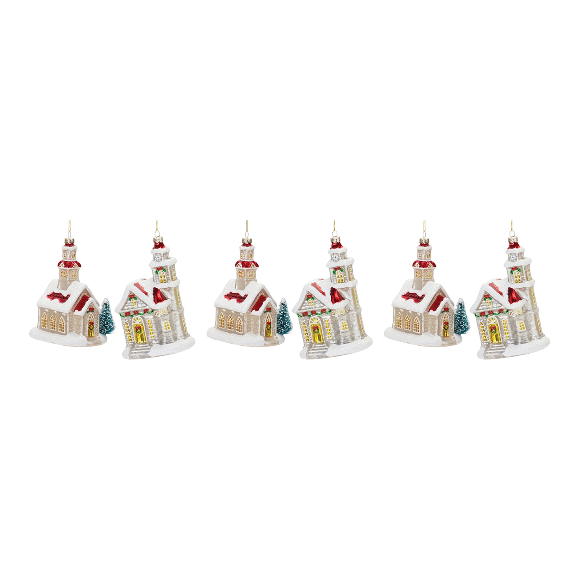 Church Ornament (Set of 6) 5.75