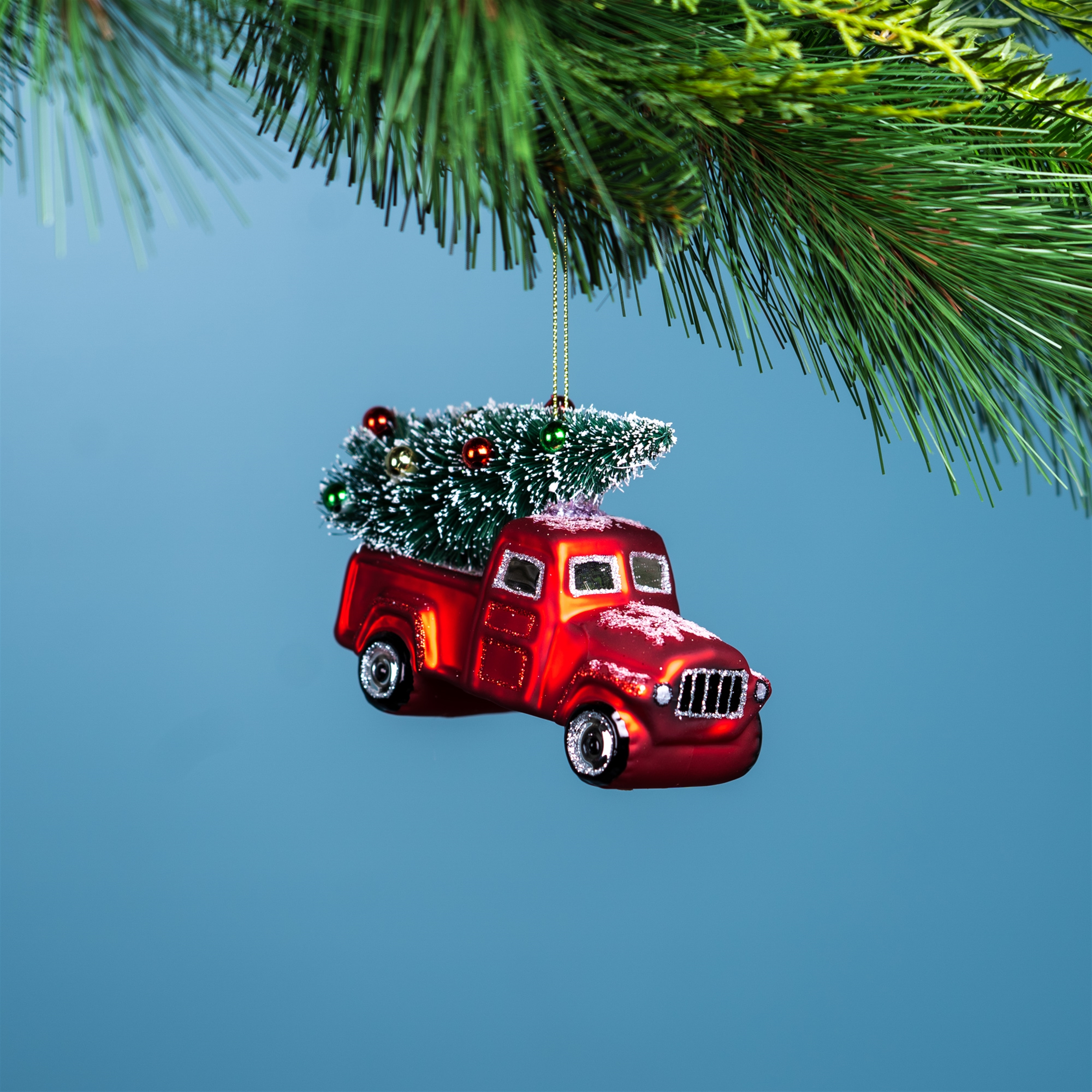 Truck w/Tree Ornament (Set of 6) 4.25