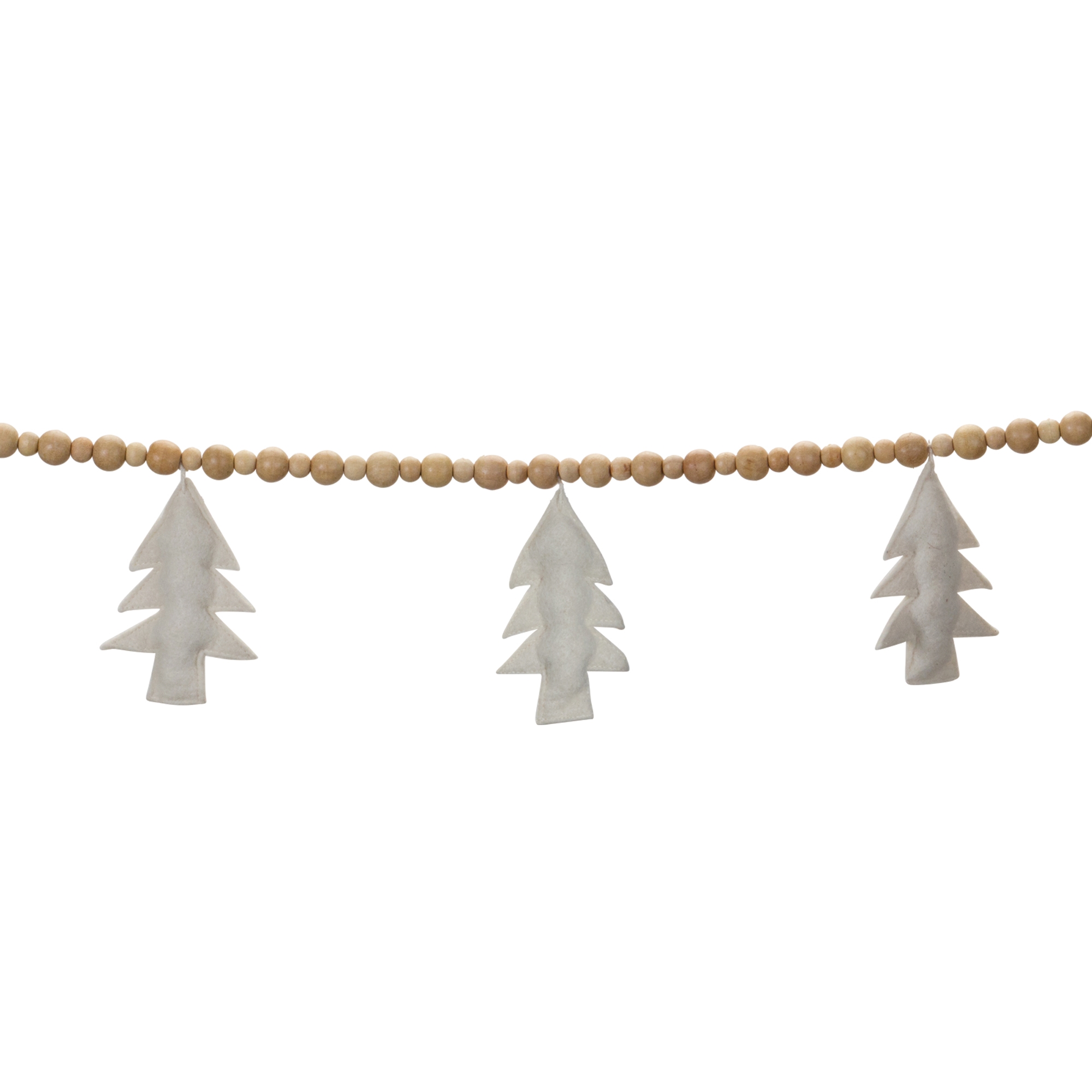 Bead and Tree Garland (Set of 2) 6'L Wood/Wool