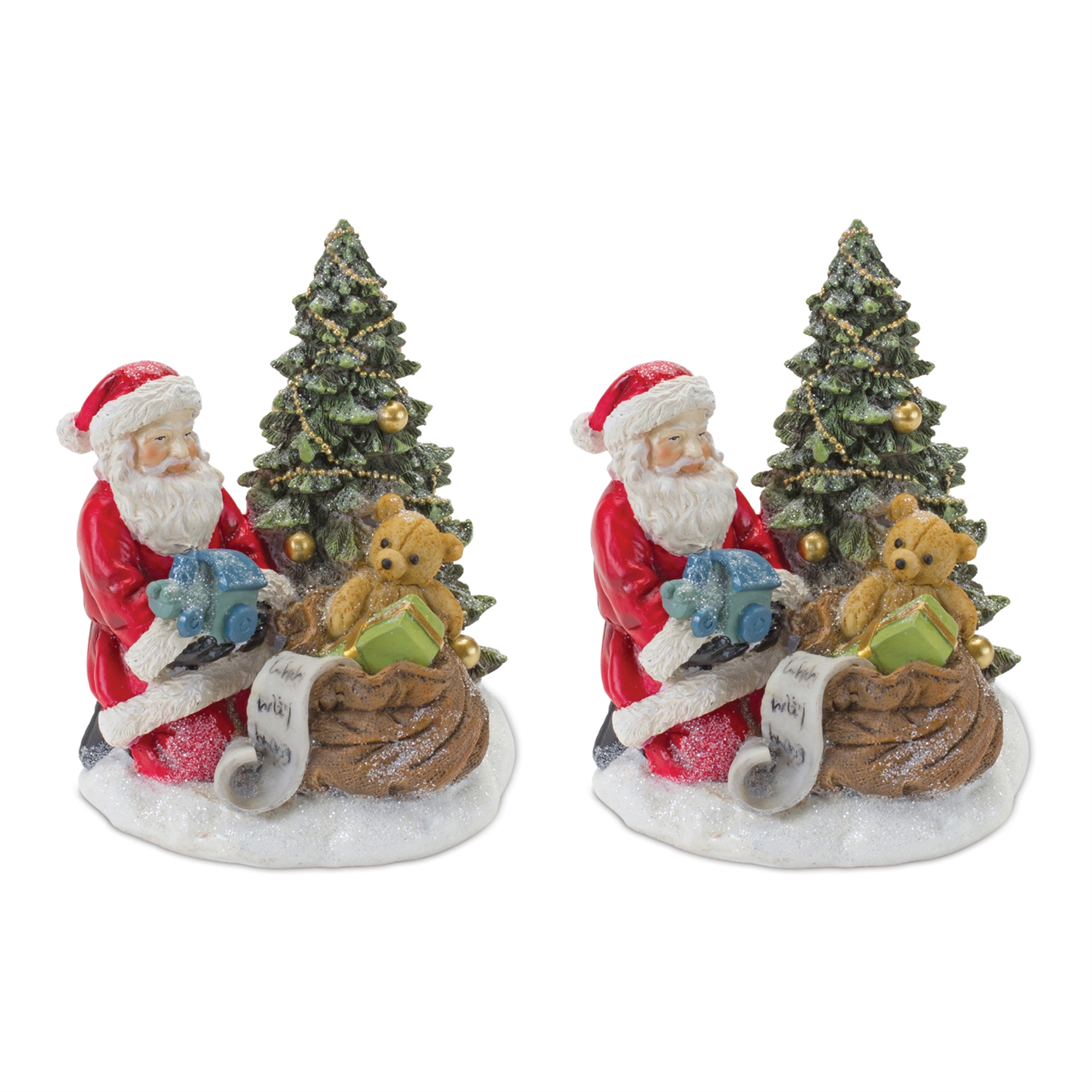 Santa w/Tree and Bear (Set of 2) 6.5