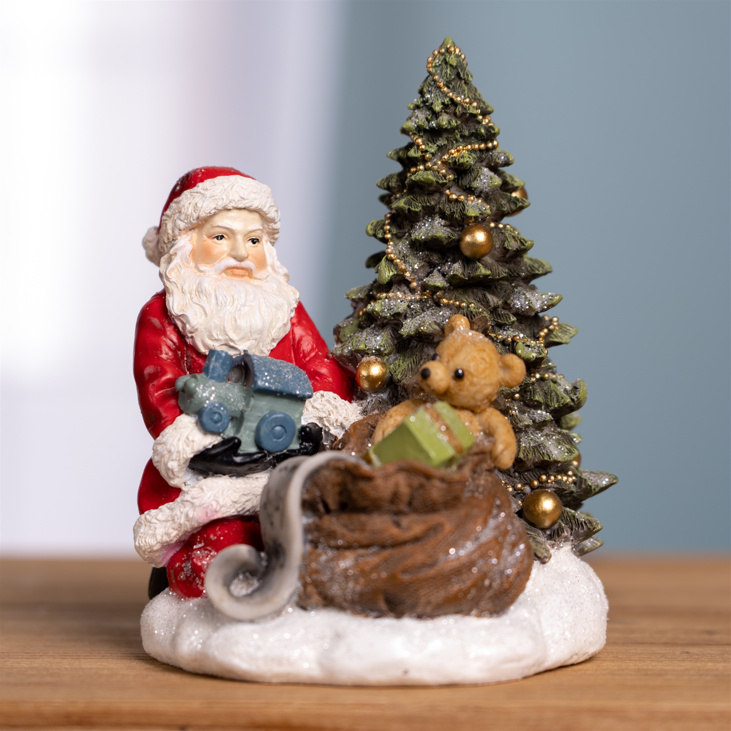 Santa w/Tree and Bear (Set of 2) 6.5