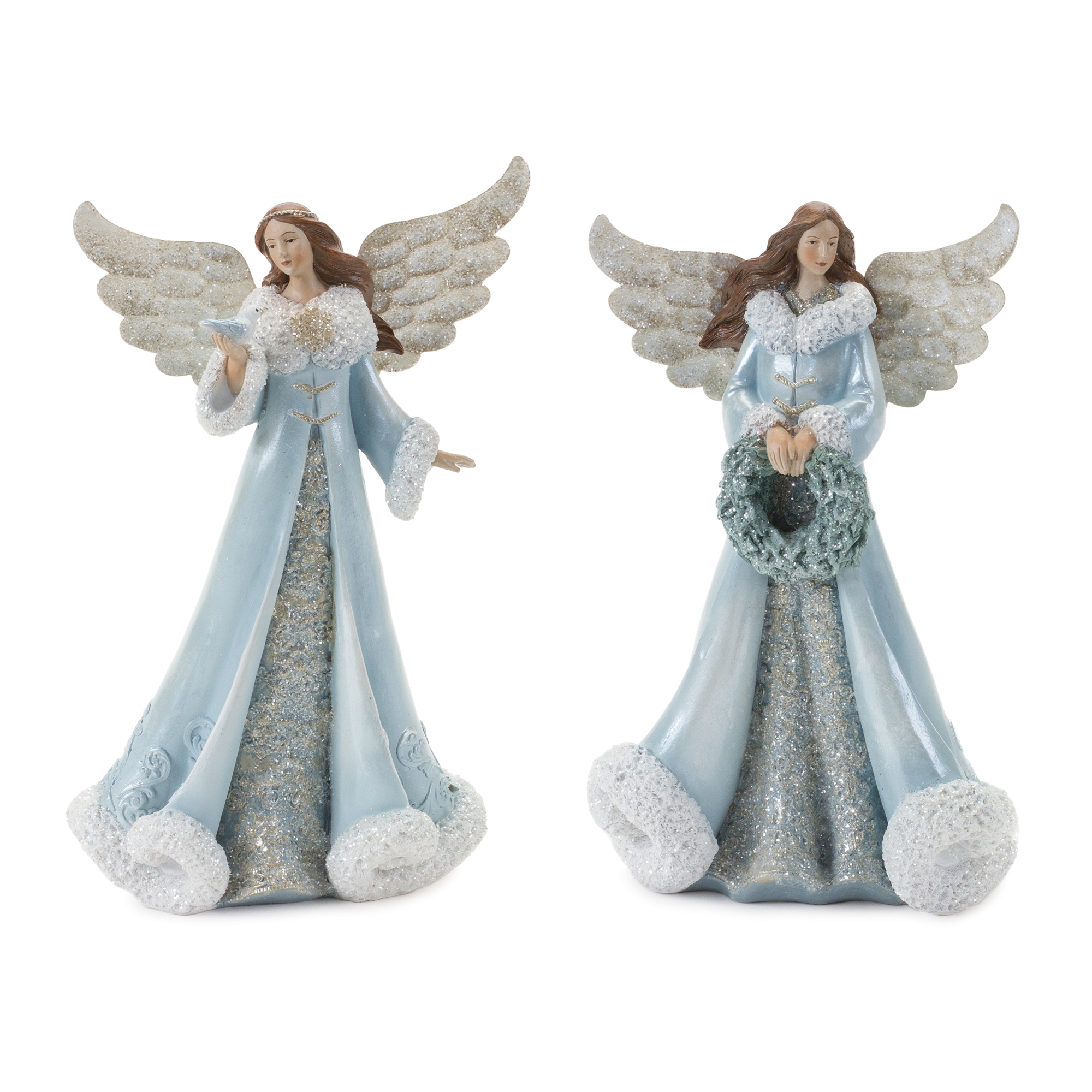 Angel w/Bird & Wreath (Set of 2) 10.5