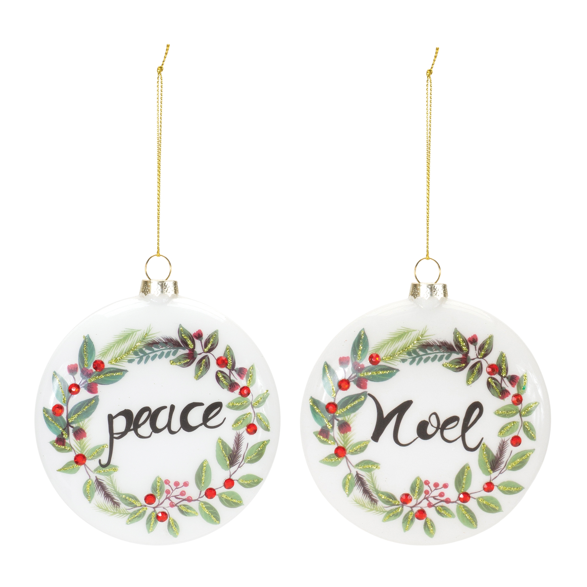 Peace and Noel Disc Ornament (Set of 12) 4.25