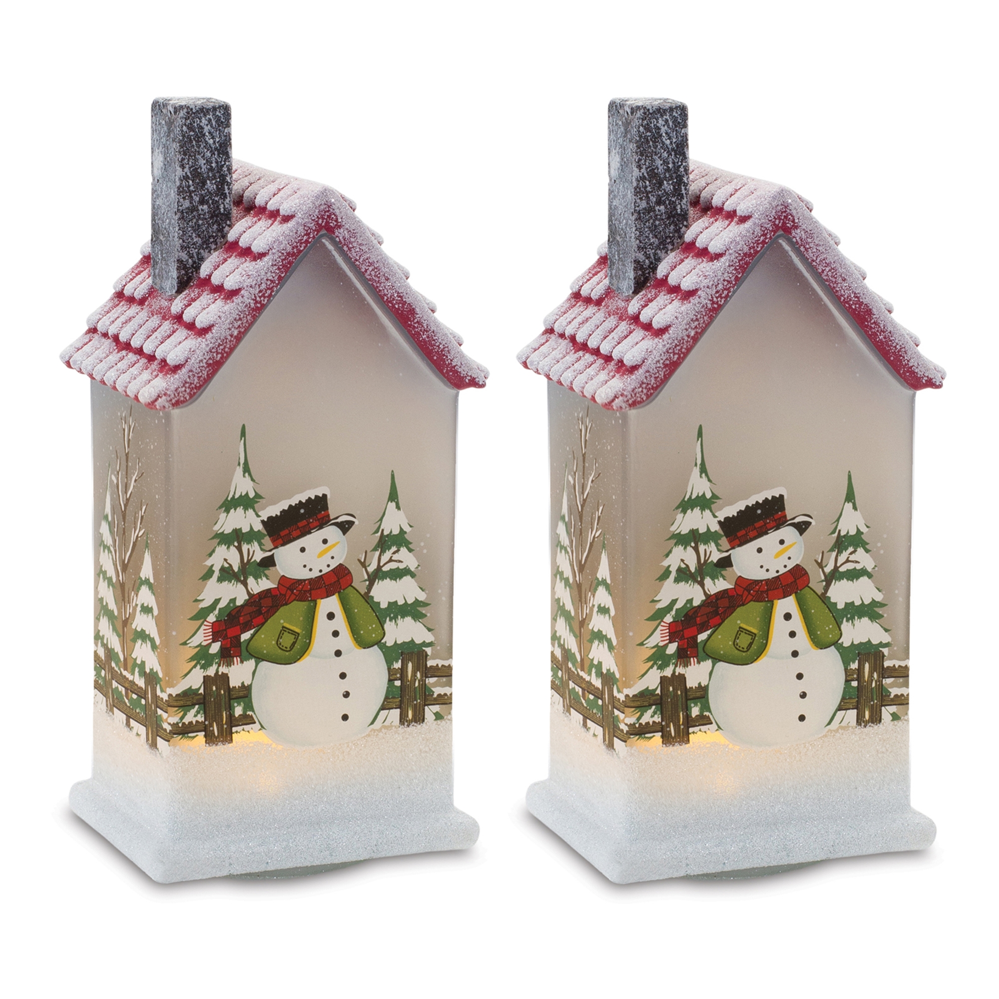 LED House w/Snowman (Set of 2) 9