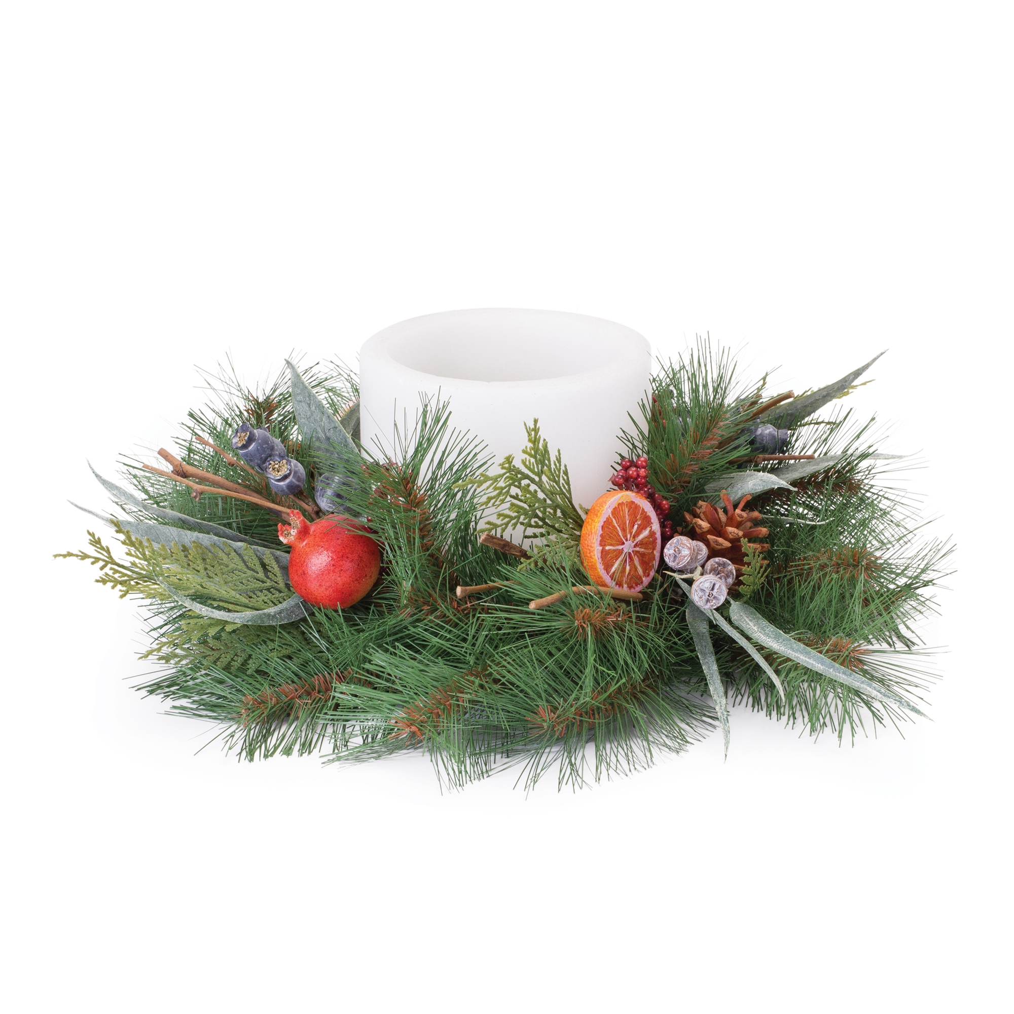 Pine w/Fruit Candle Ring 18