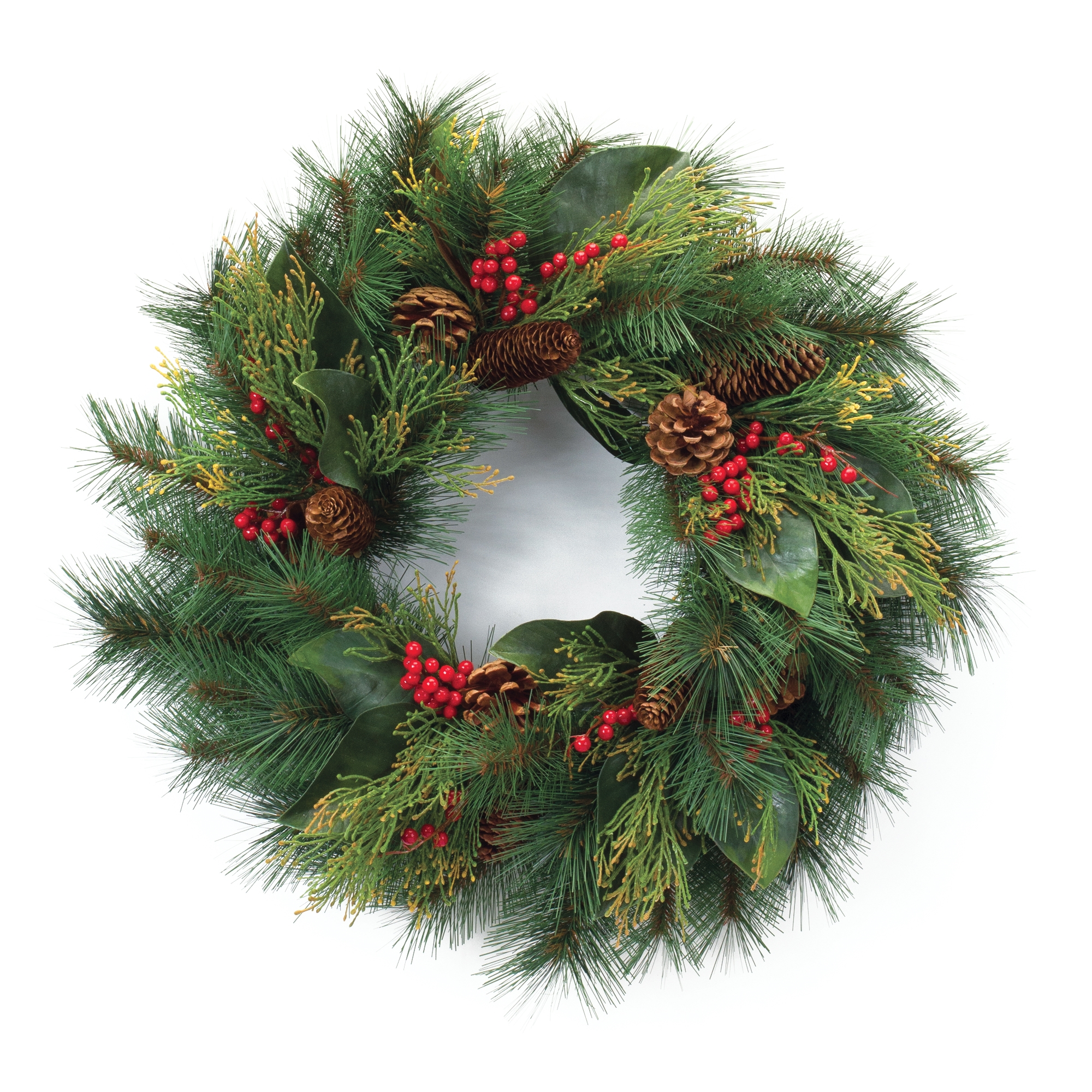 Pine w/Magnolia Leaf & Berry Wreath 23