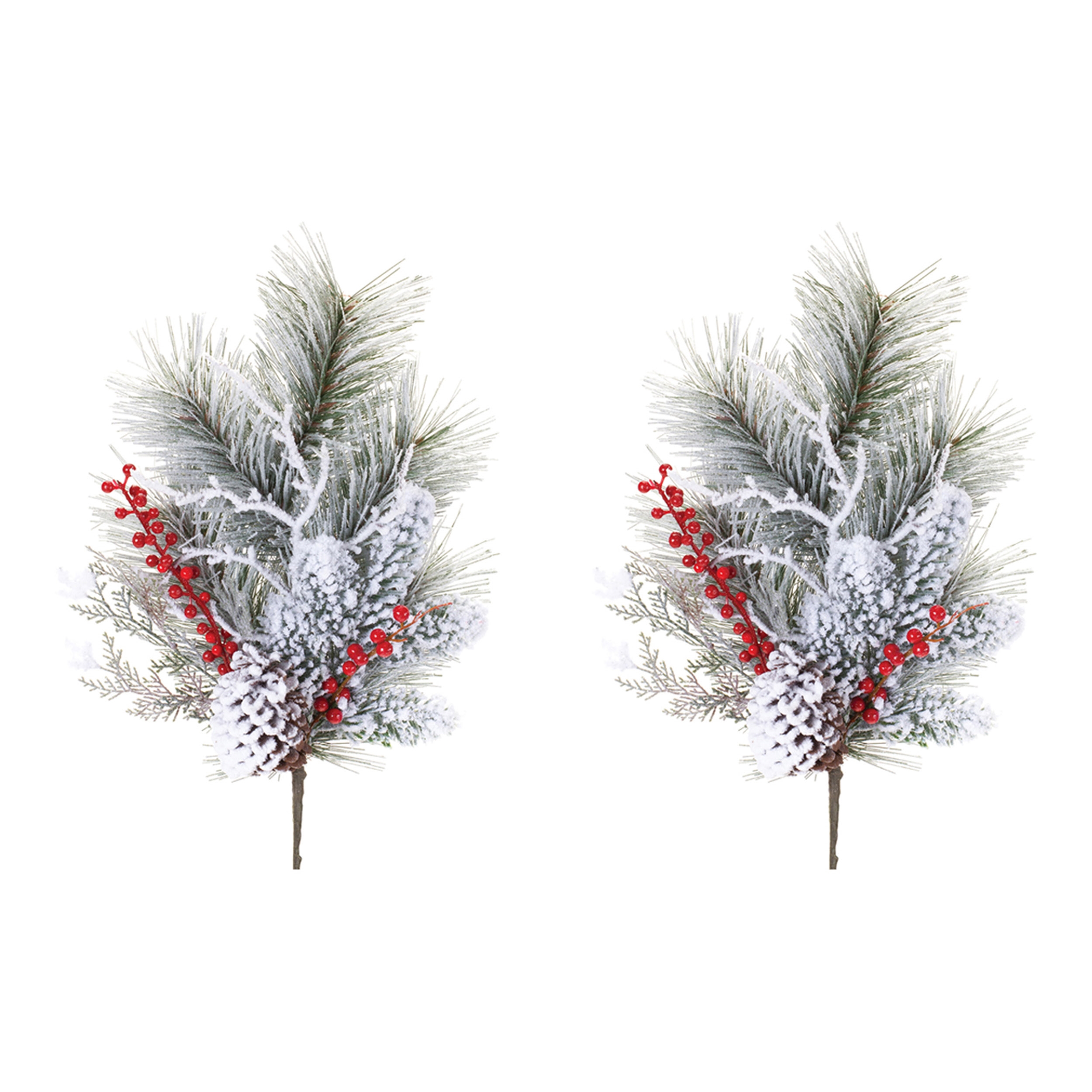 Snowy Pine w/Berry Spray (Set of 2) 20
