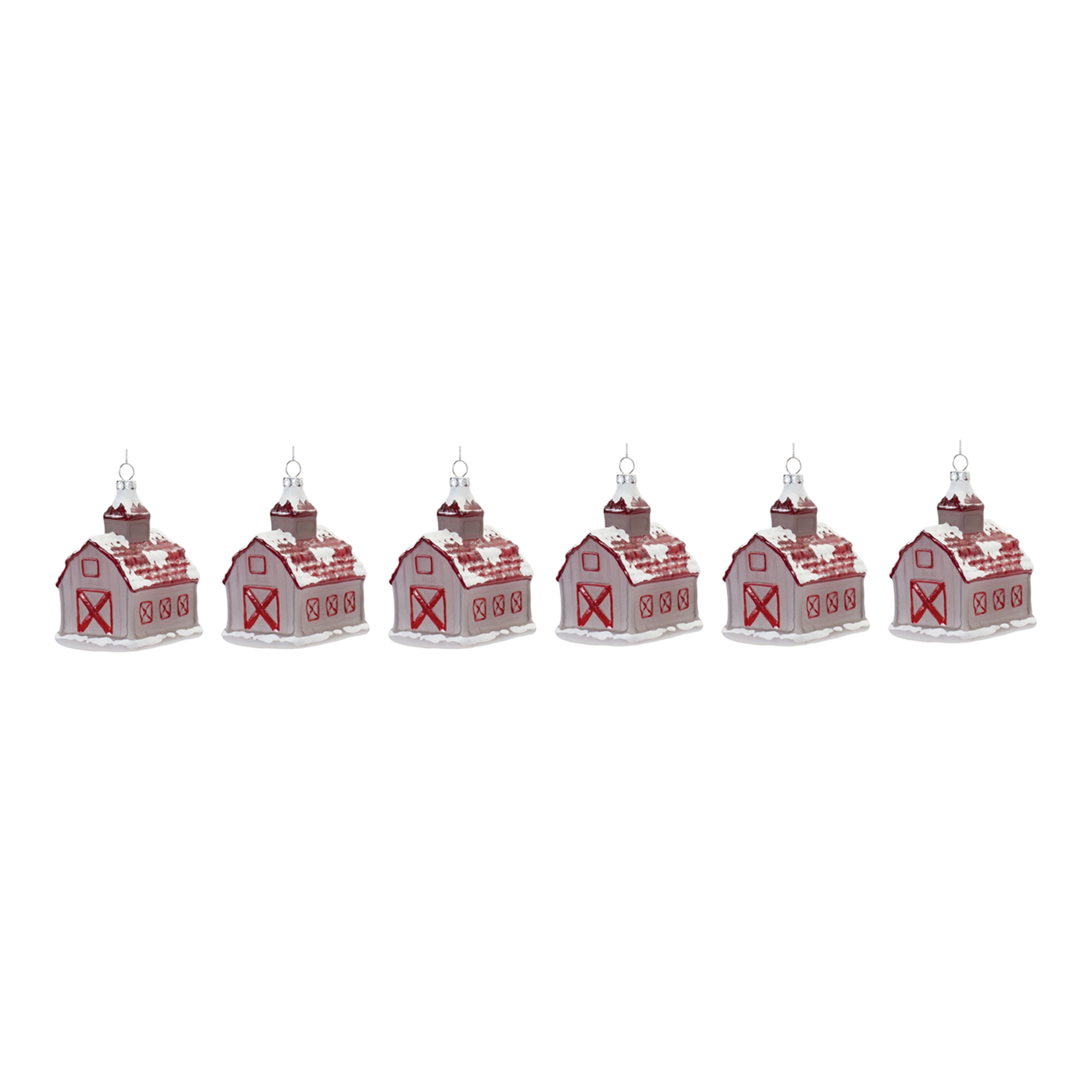 Barn Ornament (Set of 6) 4.75