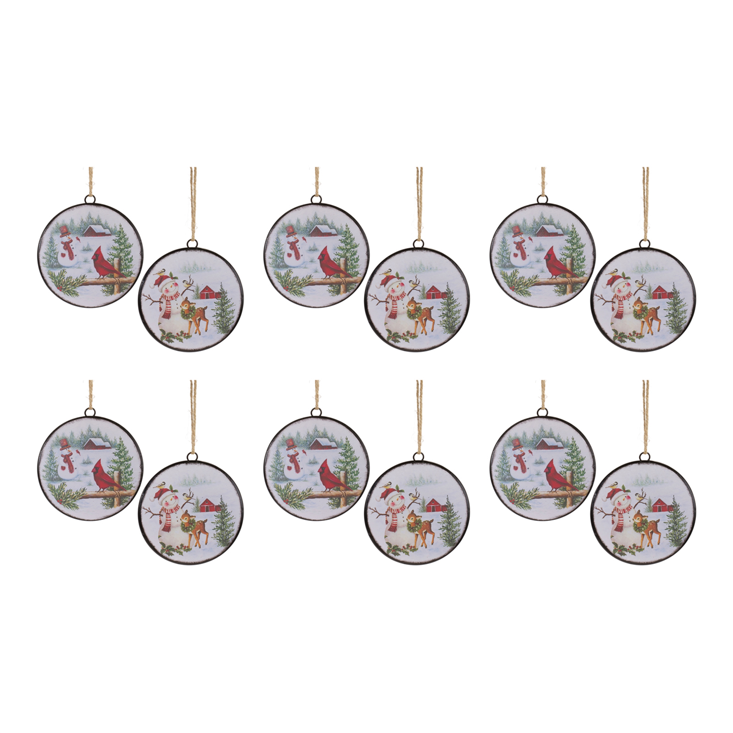 Snowman Disc Ornament (Set of 12) 6.5