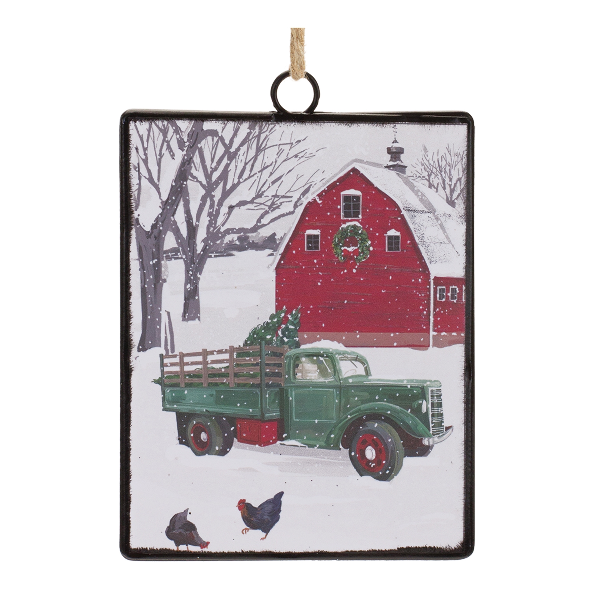 Truck and Barn Ornament (Set of 12) 6.25