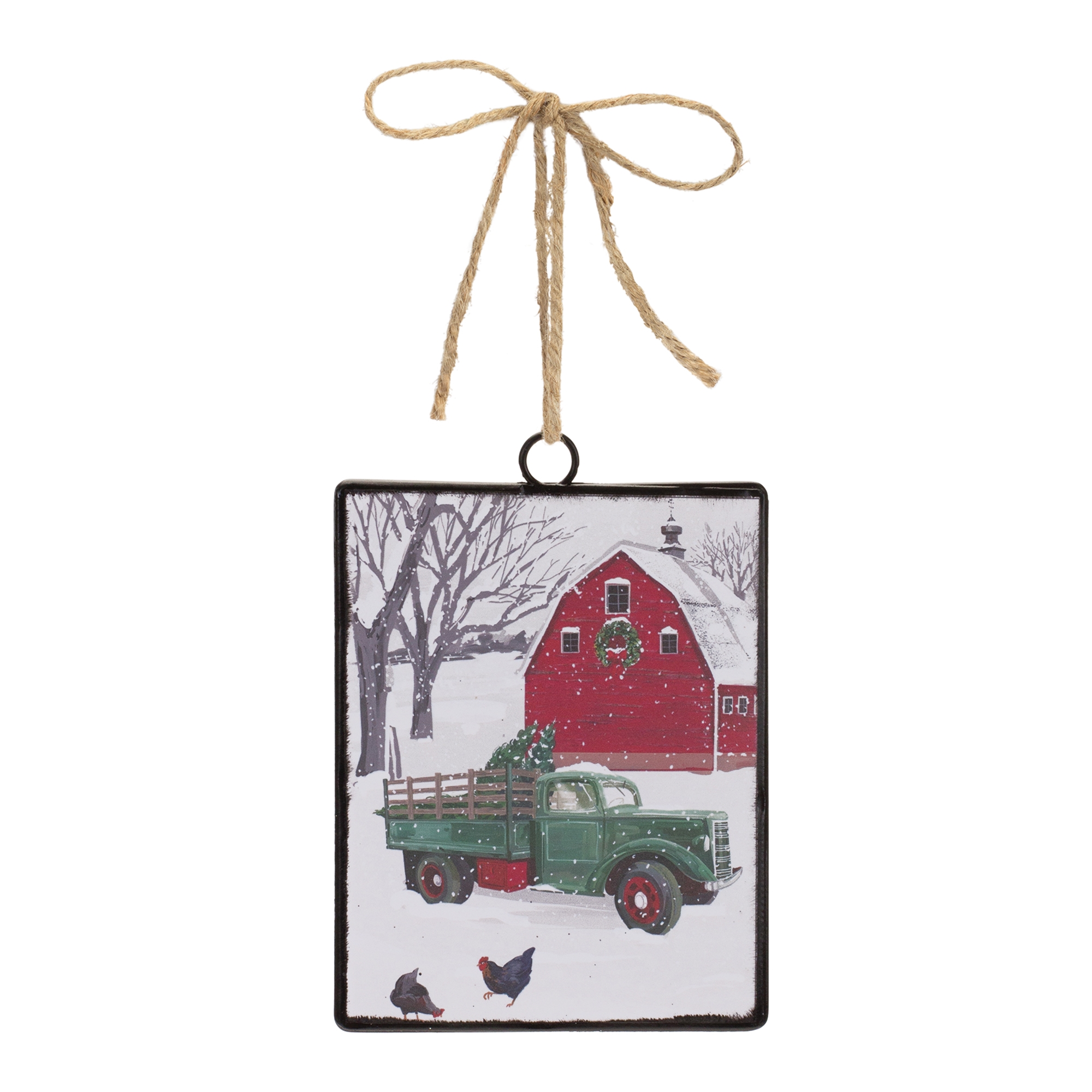 Truck and Barn Ornament (Set of 12) 6.25