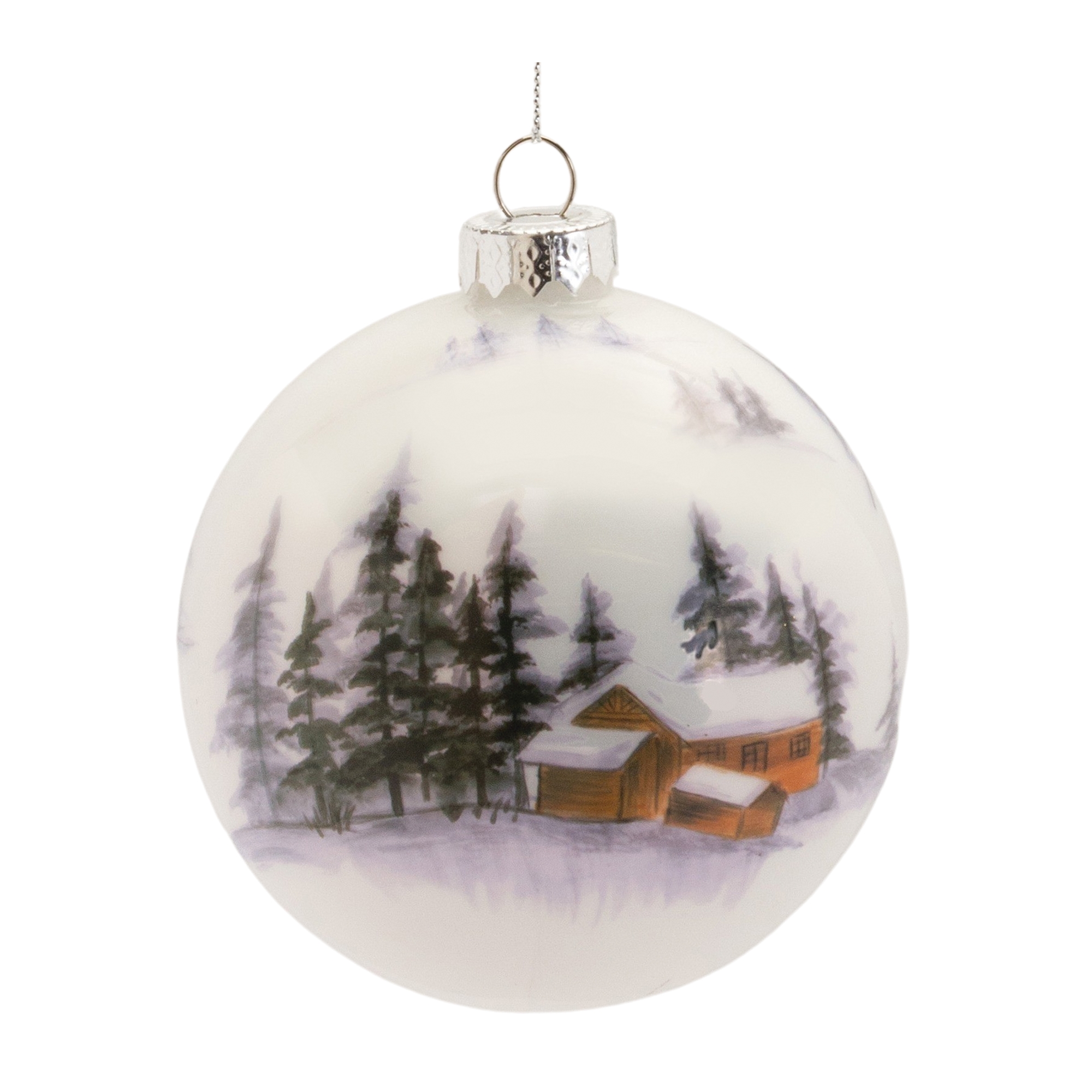 Ball Ornament w/Cabin (Set of 6) 4