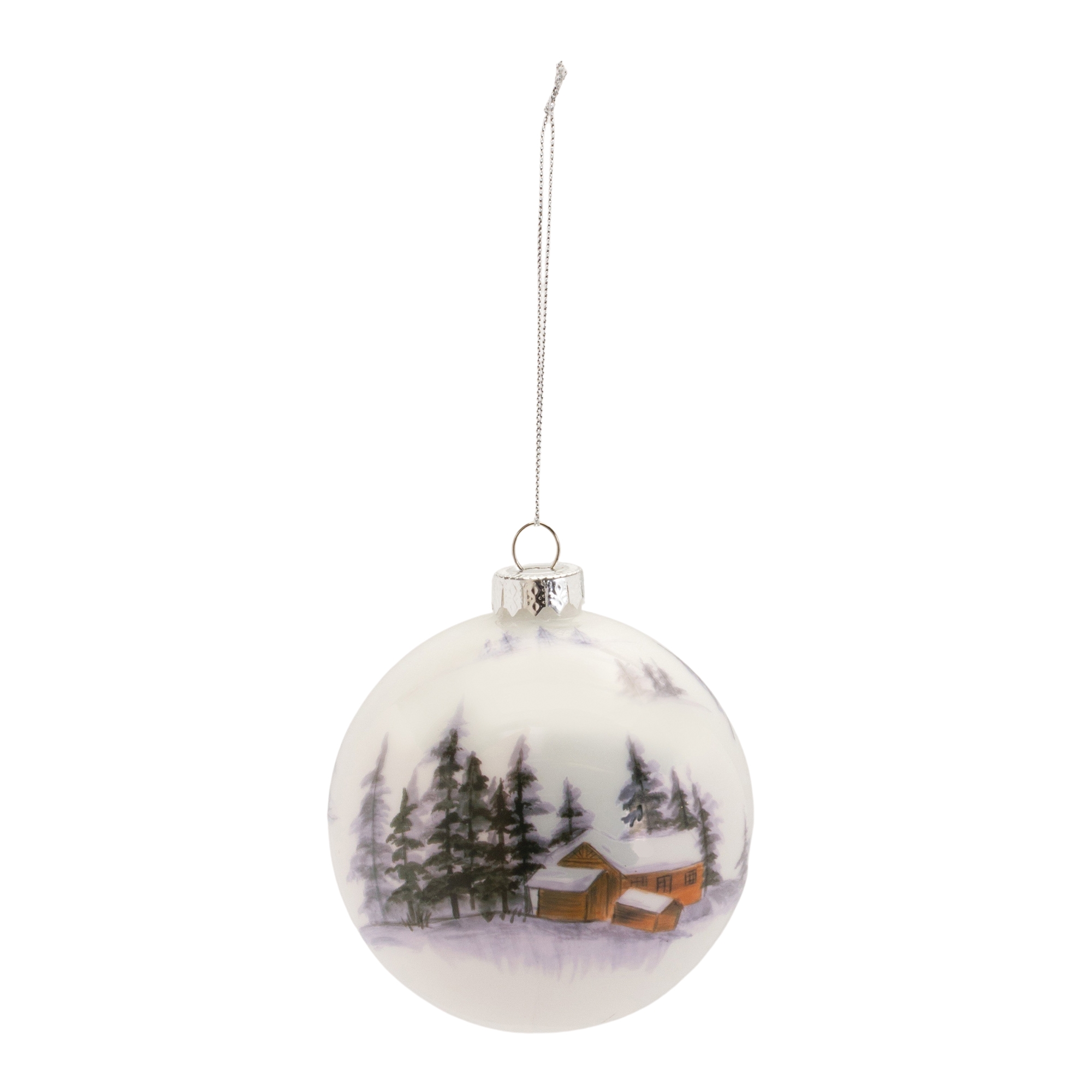 Ball Ornament w/Cabin (Set of 6) 4
