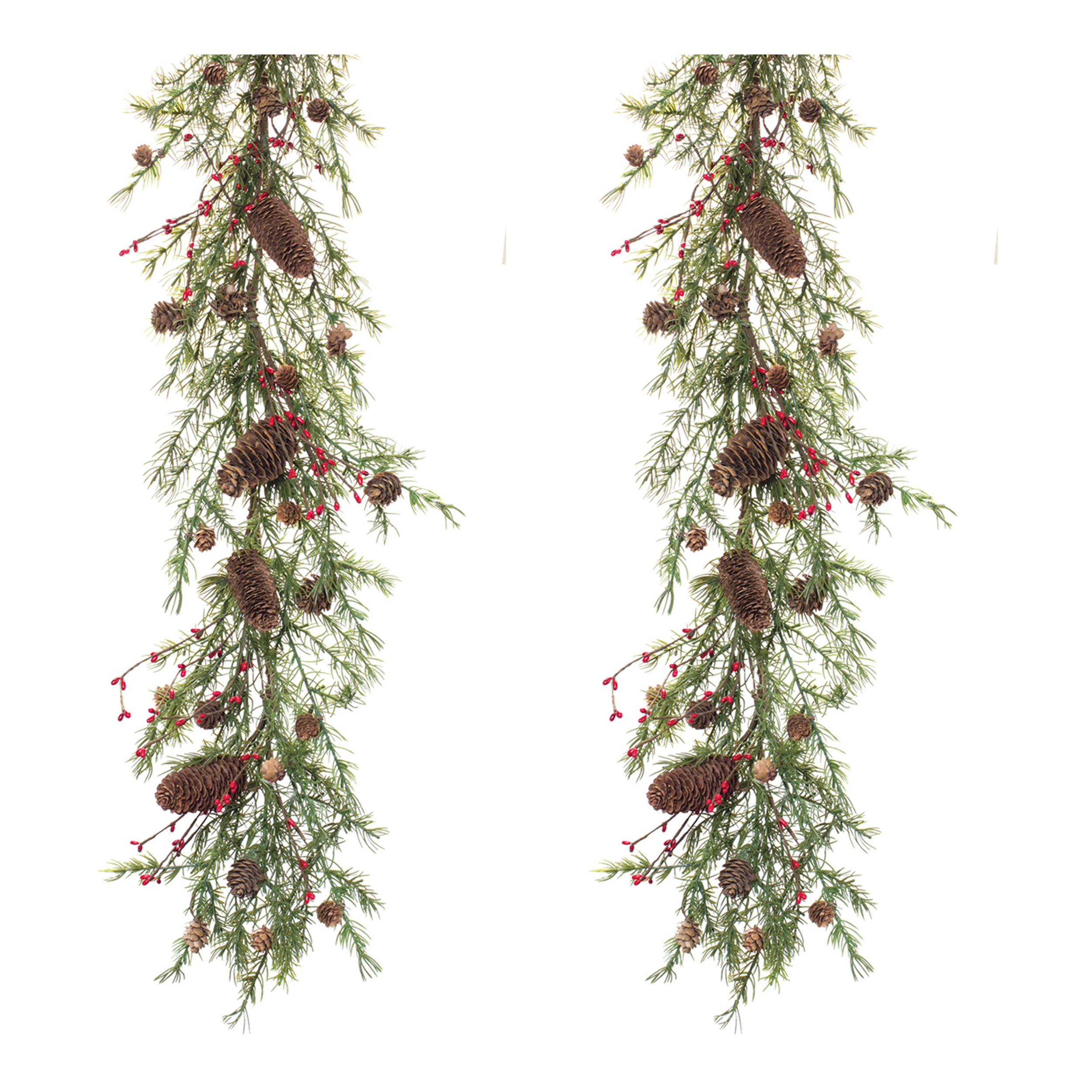 Pine w/Berry & Cone Garland (Set of 2) 5'L Plastic
