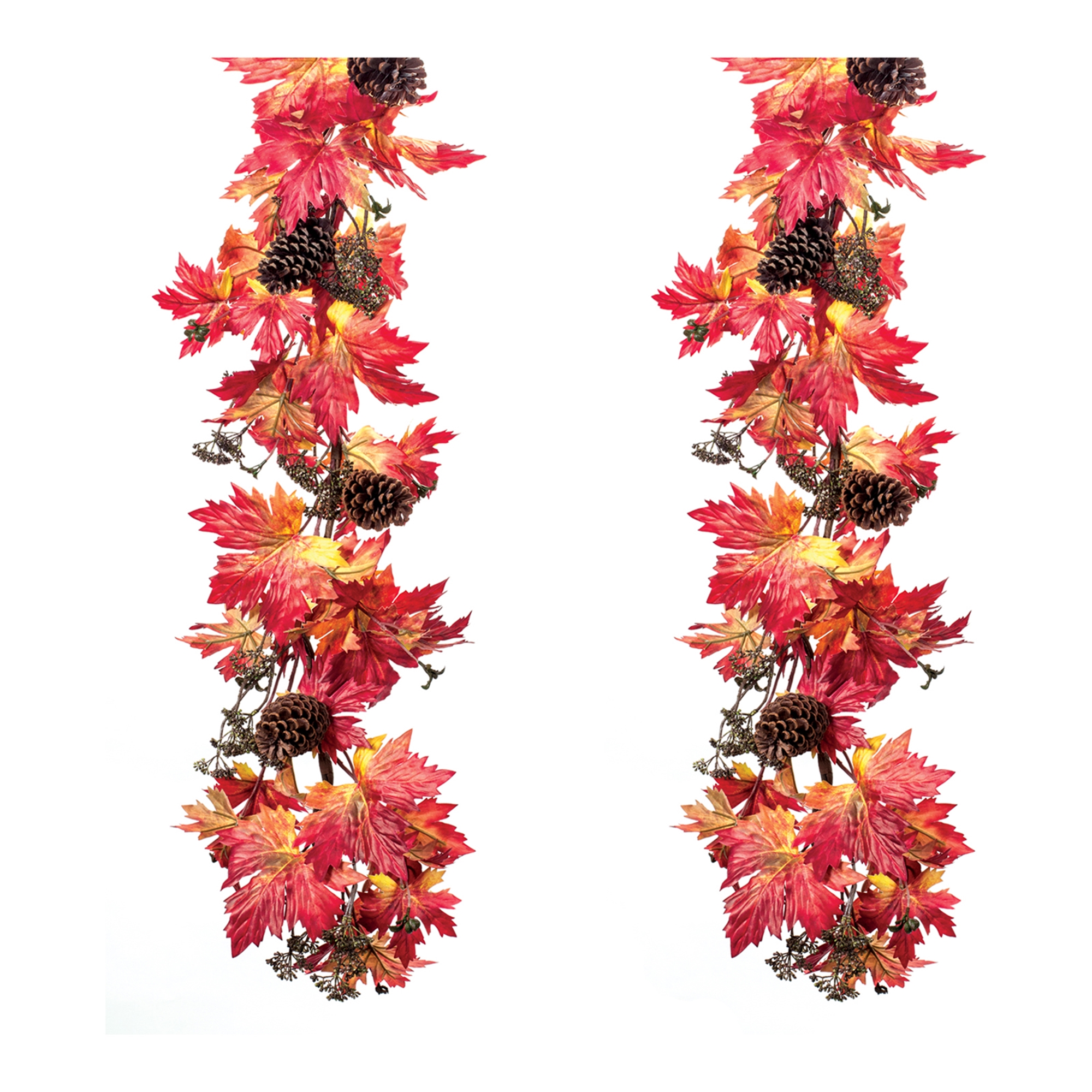 Maple Leaf w/Cone Garland (Set of 2) 5.5'L Polyester