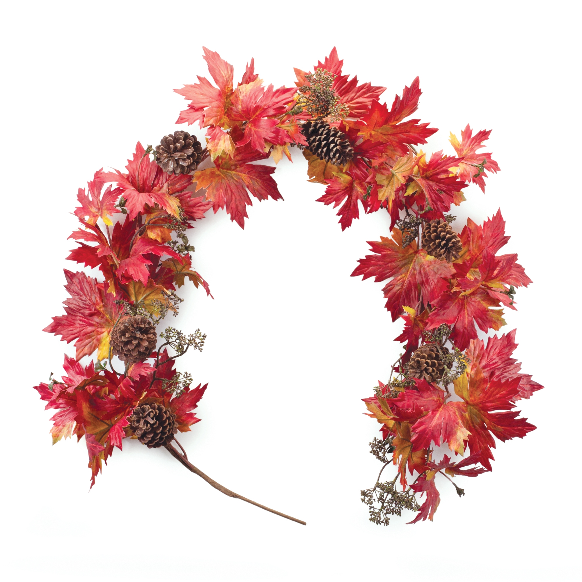 Maple Leaf w/Cone Garland (Set of 2) 5.5'L Polyester