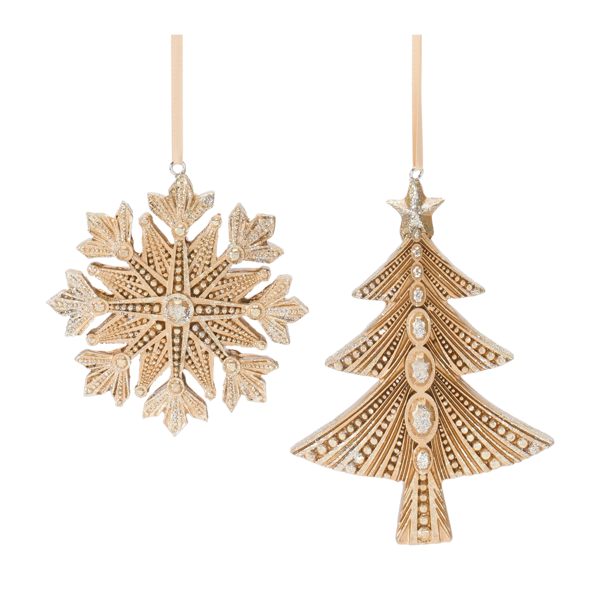 Tree and Snowflake Ornament (Set of 12) 3.25