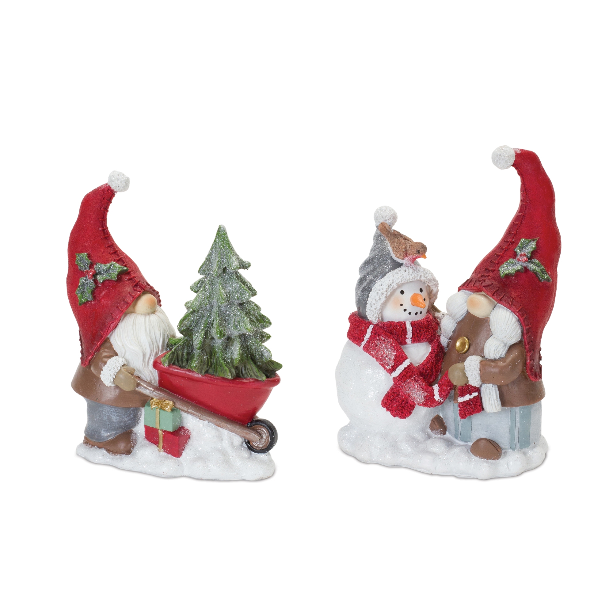 Gnome w/Wheelbarrow and Gnome w/Snowman (Set of 2) 7