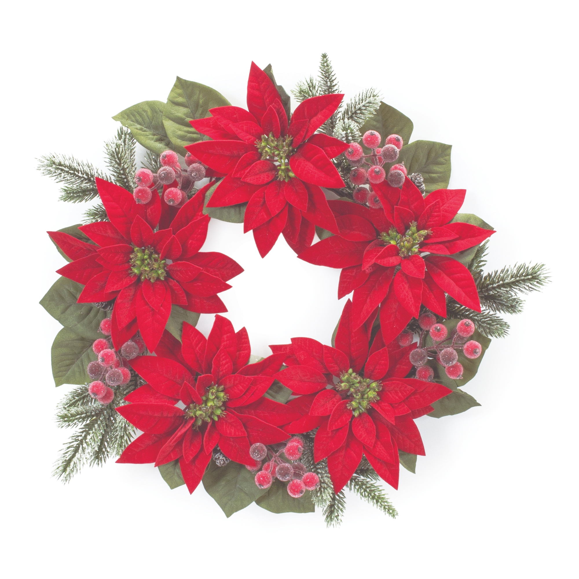 Poinsettia and Pine Wreath 24.5